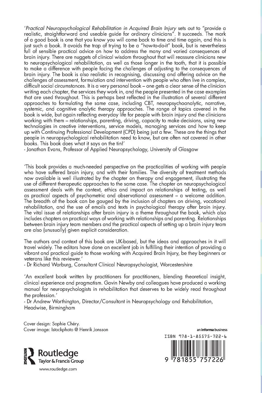 Rückseite: 9781855757226 | Practical Neuropsychological Rehabilitation in Acquired Brain Injury