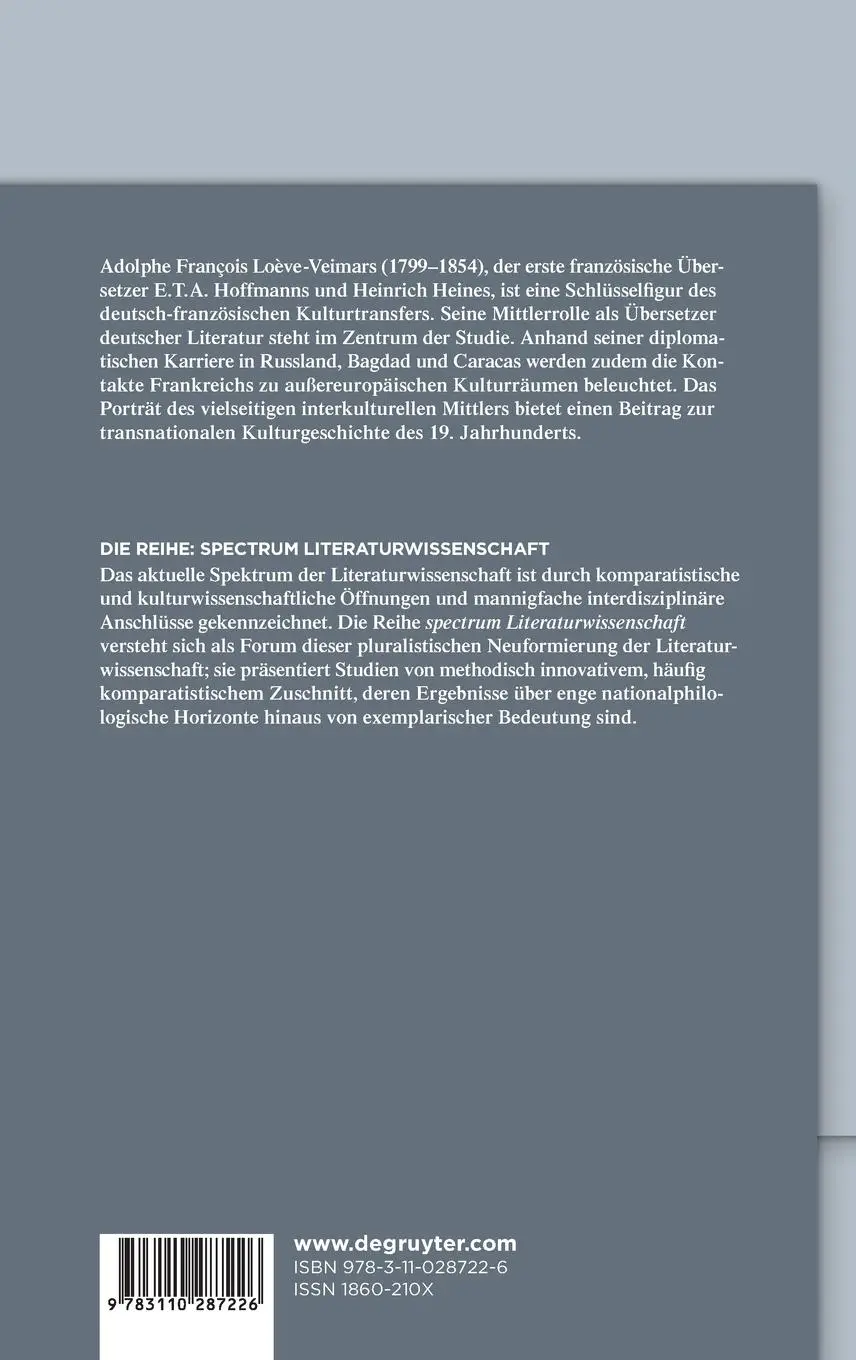 Rückseite: 9783110287226 | Adolphe François Loève-Veimars (1799-1854) | Leslie Brückner | Buch