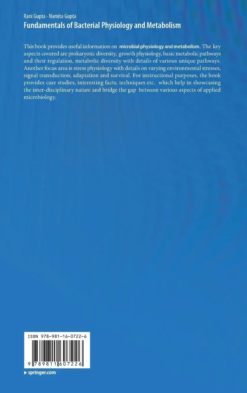 Rückseite: 9789811607226 | Fundamentals of Bacterial Physiology and Metabolism | Gupta (u. a.)