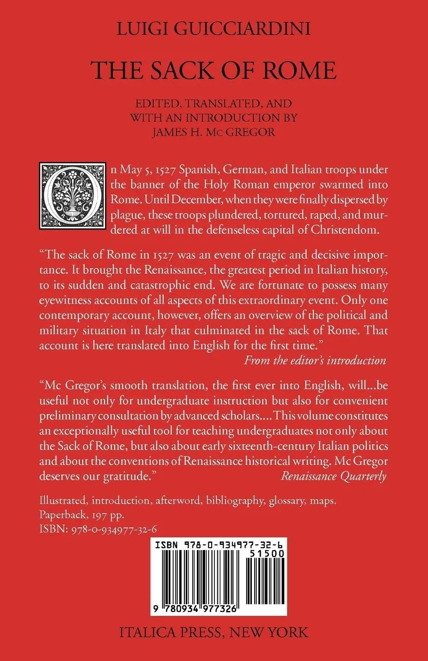 Rückseite: 9780934977326 | The Sack of Rome | Luigi Guicciardini | Taschenbuch | Englisch | 2009
