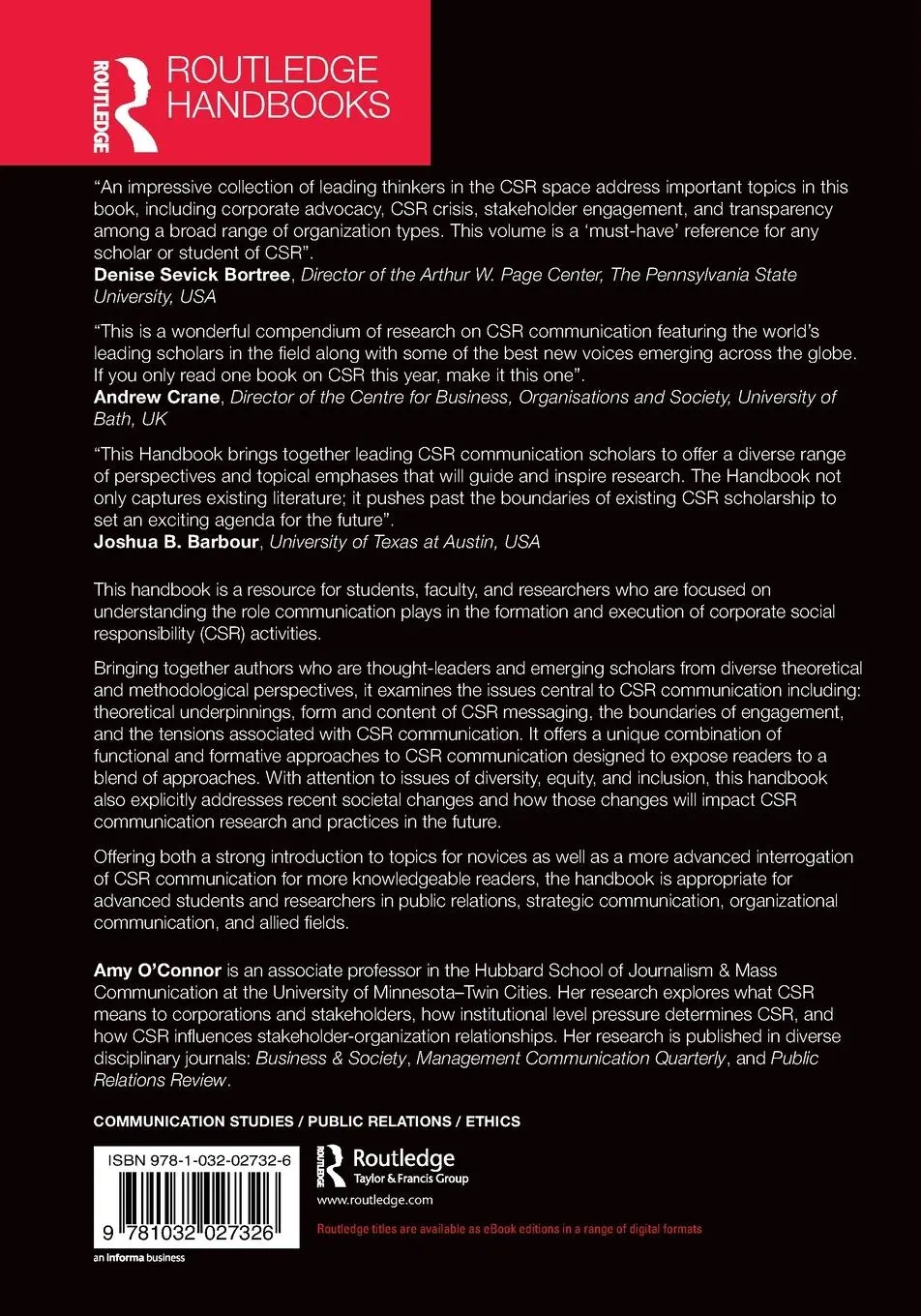 Rückseite: 9781032027326 | The Routledge Handbook of Corporate Social Responsibility...