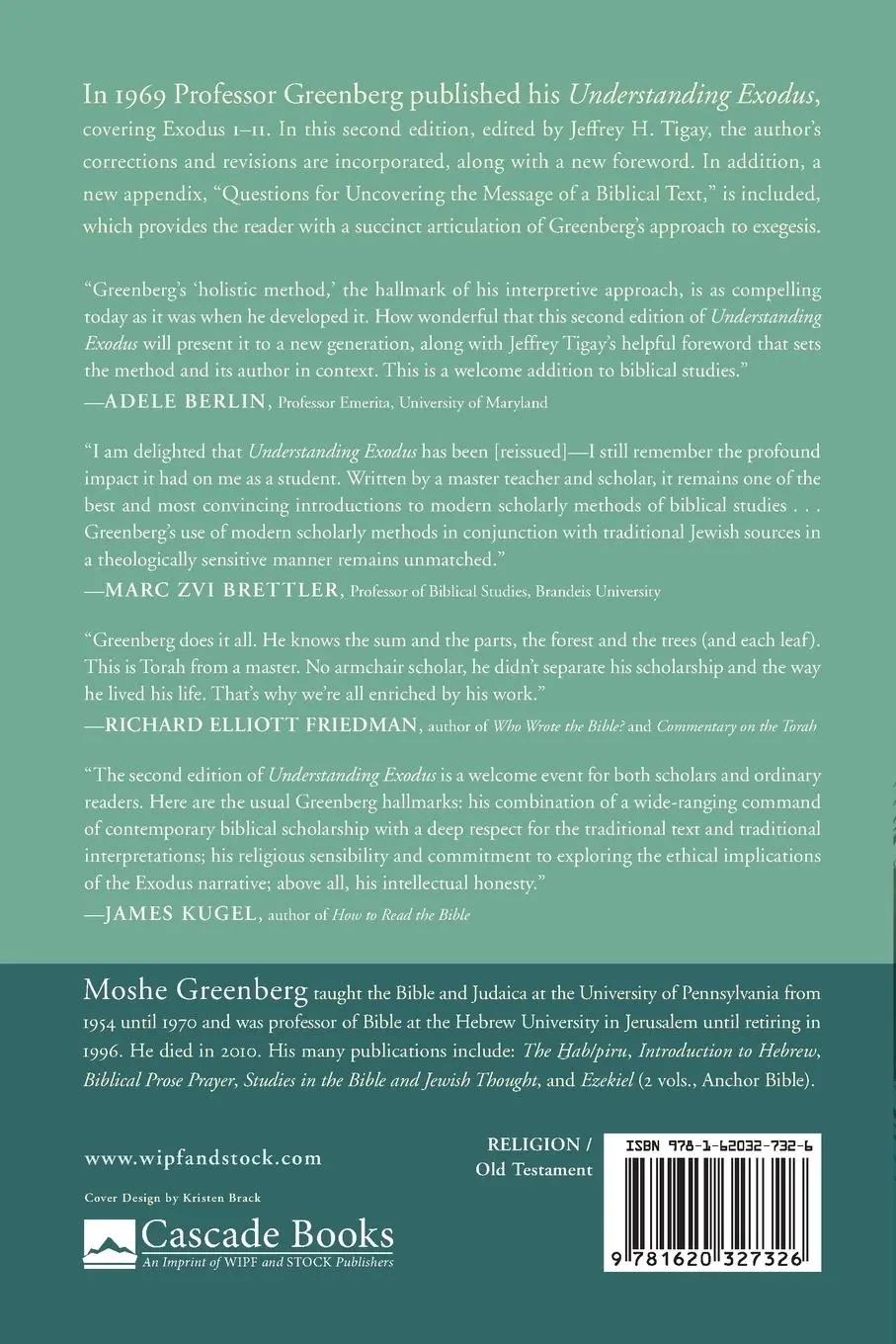 Rückseite: 9781620327326 | Understanding Exodus, Second Edition | Moshe Greenberg | Taschenbuch