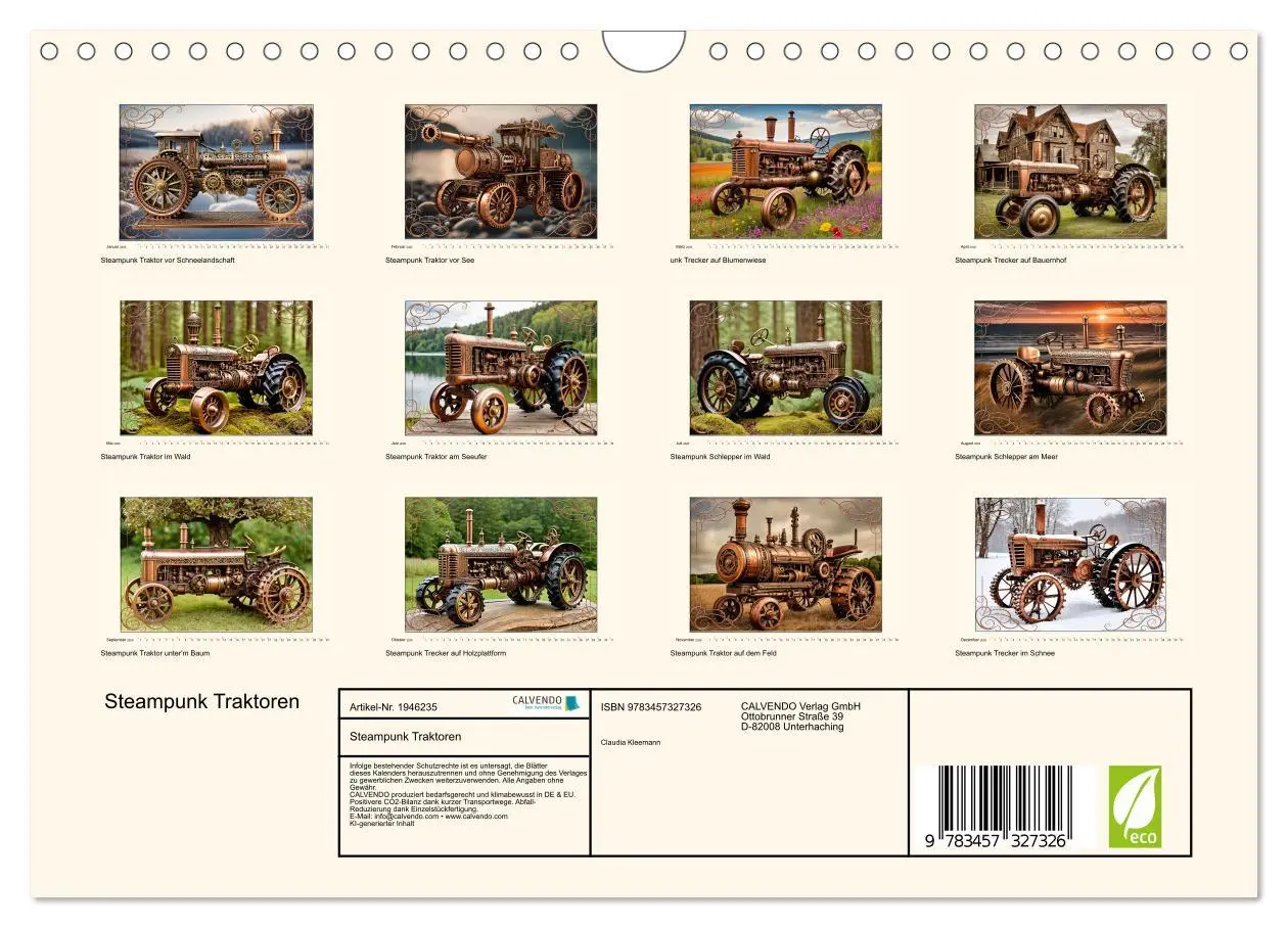 Bild: 9783457327326 | Steampunk Traktoren (Wandkalender 2026 DIN A4 quer), CALVENDO...