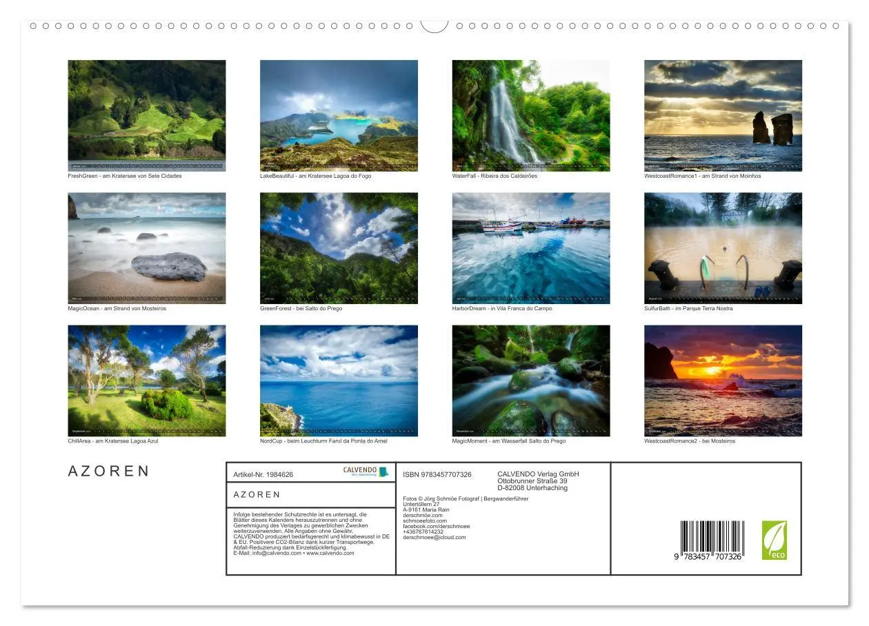 Bild: 9783457707326 | A Z O R E N (hochwertiger Premium Wandkalender 2026 DIN A2 quer),...