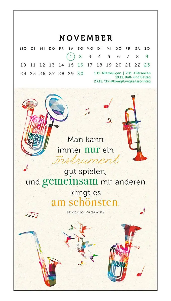 Bild: 9783746267326 | Musik ist die Sprache der Seele 2026 | Der Postkarten-Kalender | 12 S.