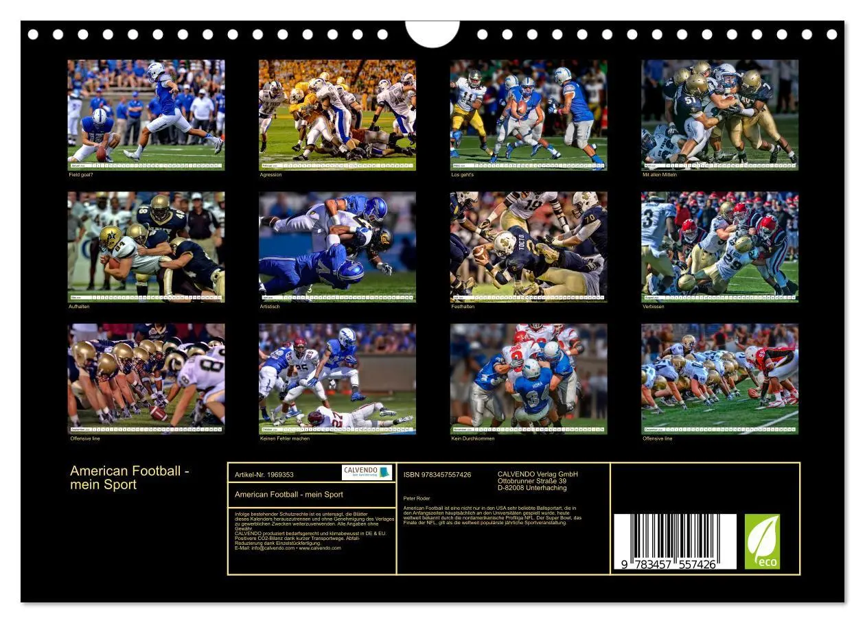 Bild: 9783457557426 | American Football - mein Sport (Wandkalender 2026 DIN A4 quer),...