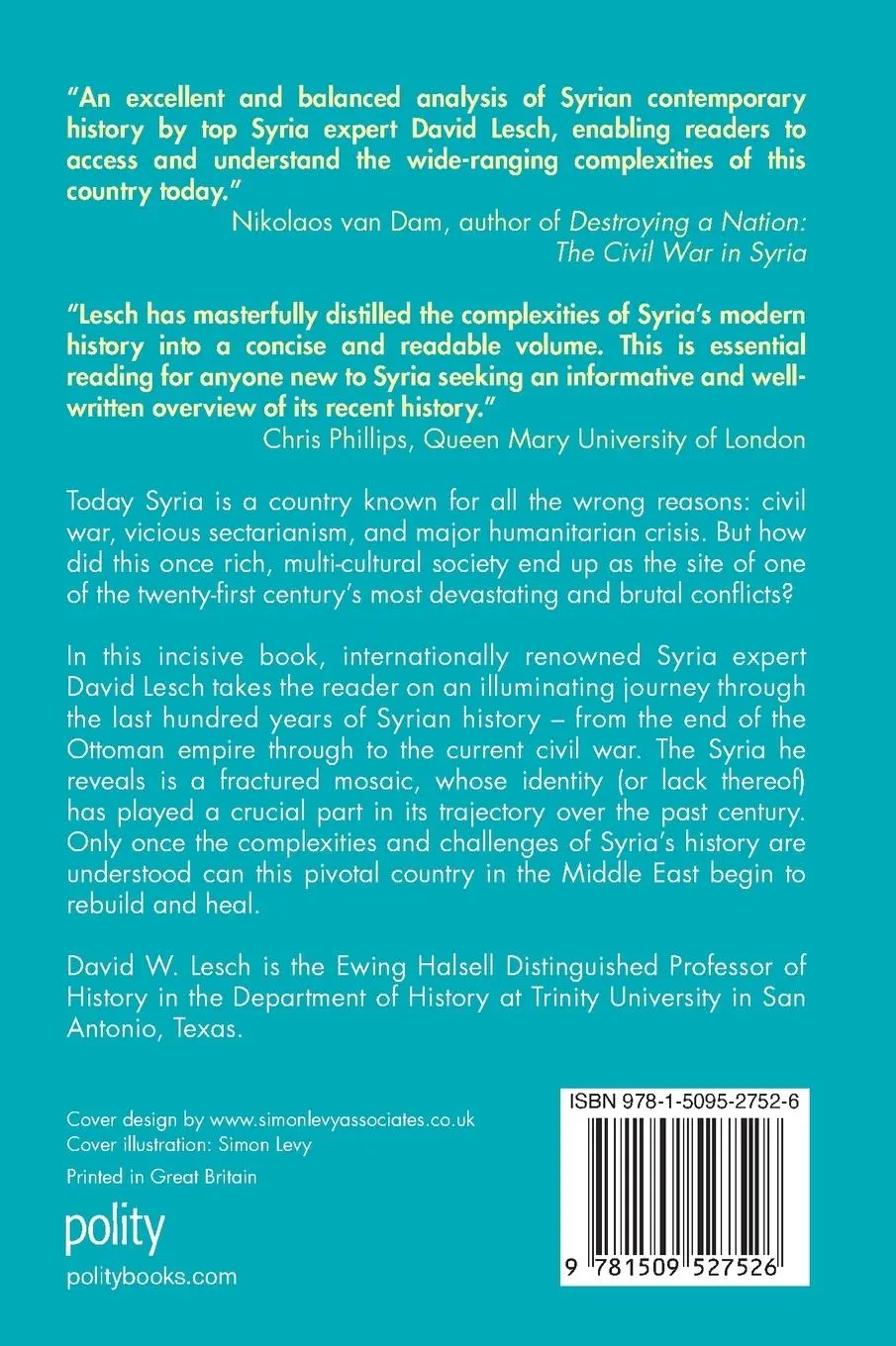 Rückseite: 9781509527526 | Syria | A Modern History | David W Lesch | Taschenbuch | 160 S. | 2019