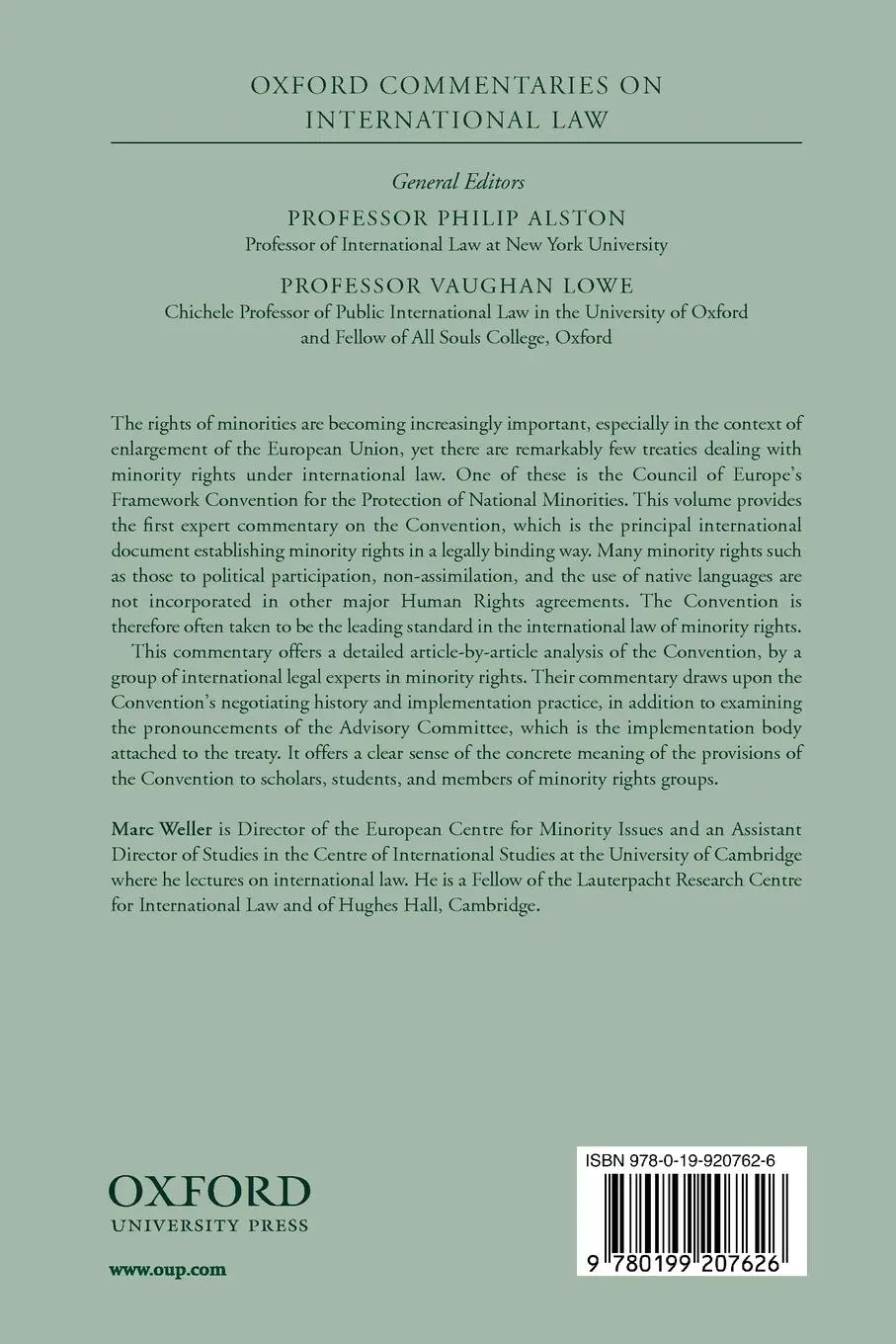Rückseite: 9780199207626 | The Rights of Minorities in Europe | Marc Weller | Taschenbuch | 2006