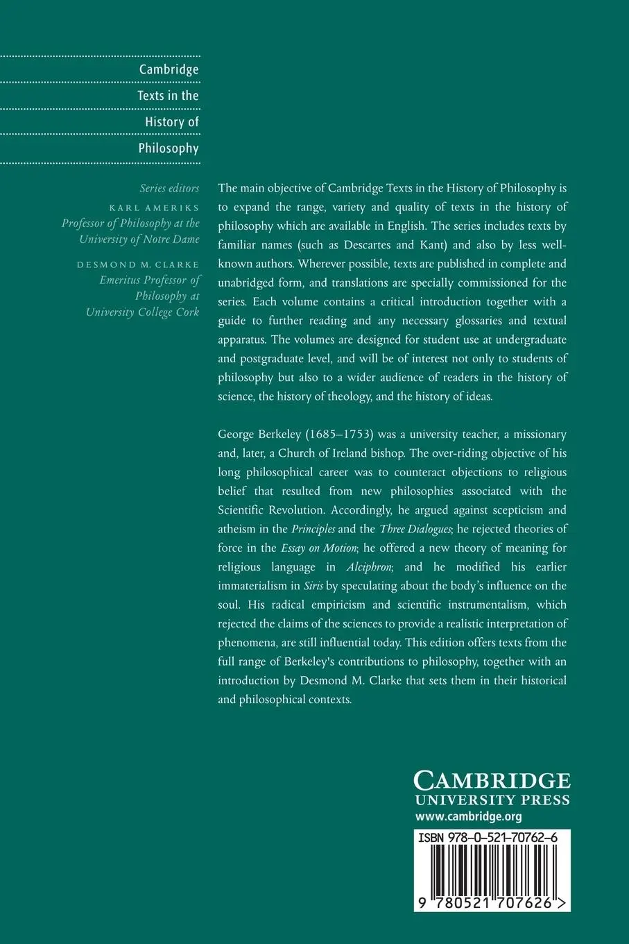 Rückseite: 9780521707626 | Berkeley | Philosophical Writings | Desmond M. Clarke | Taschenbuch
