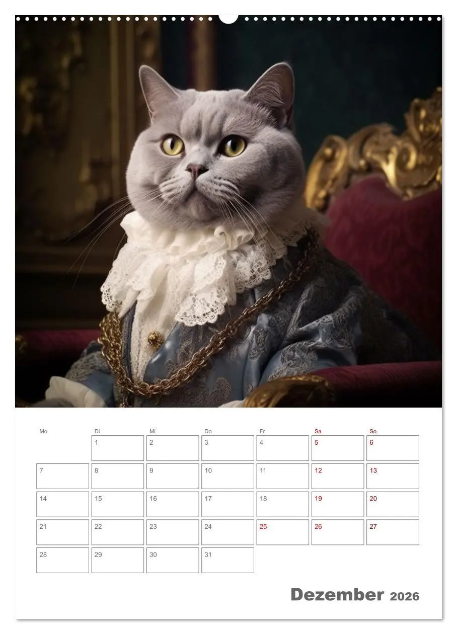 Bild: 9783516317626 | Royale Katzen Portraits (Wandkalender 2026 DIN A2 hoch), CALVENDO...