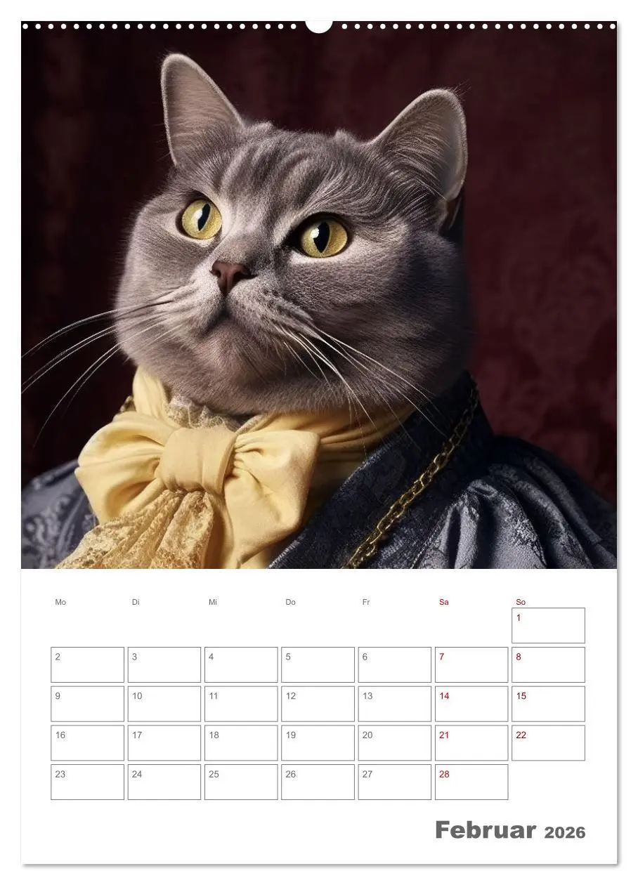 Bild: 9783516317626 | Royale Katzen Portraits (Wandkalender 2026 DIN A2 hoch), CALVENDO...