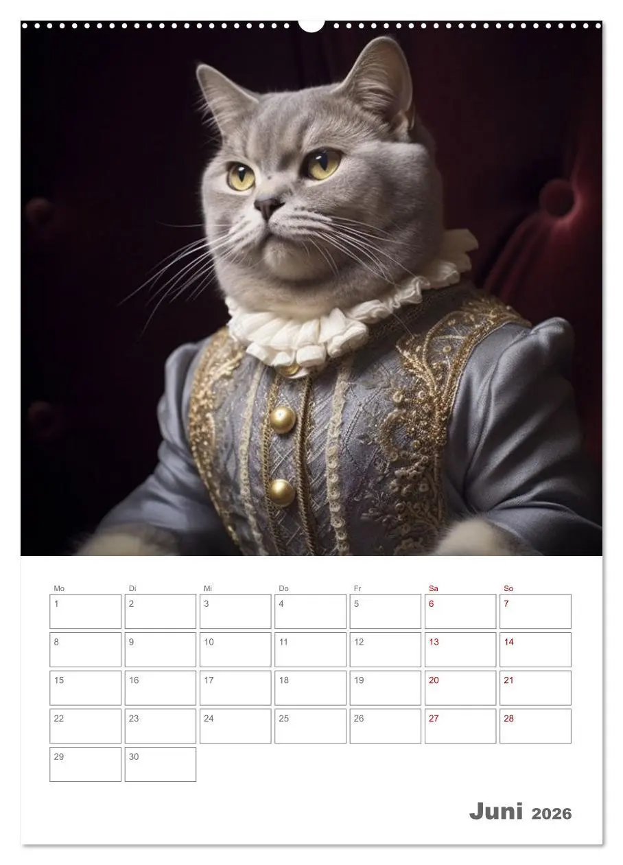 Bild: 9783516317626 | Royale Katzen Portraits (Wandkalender 2026 DIN A2 hoch), CALVENDO...