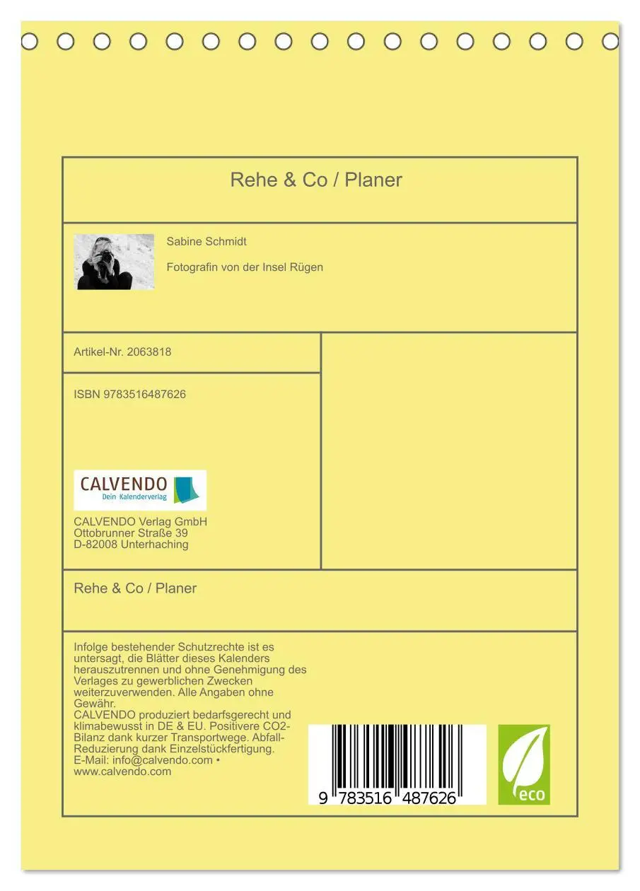 Bild: 9783516487626 | Rehe &amp; Co / Planer (Tischkalender 2026 DIN A5 hoch), CALVENDO...