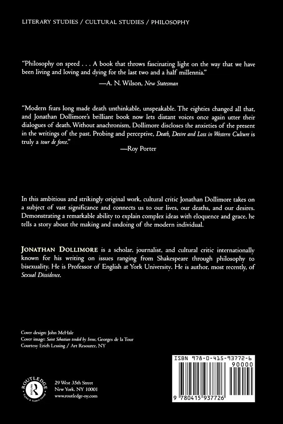 Rückseite: 9780415937726 | Death, Desire and Loss in Western Culture | Jonathan Dollimore | Buch