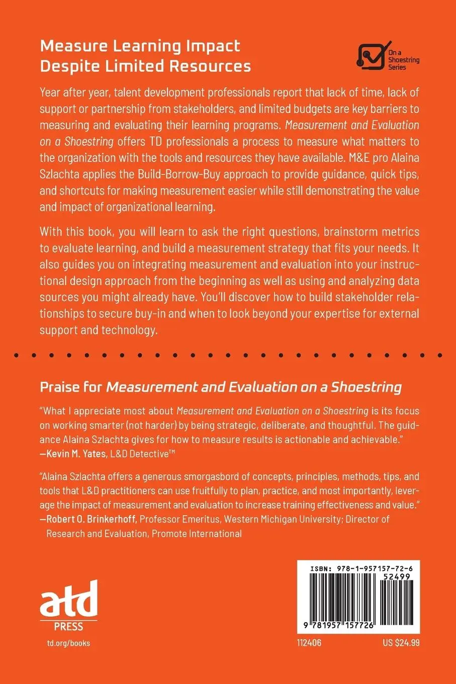 Rückseite: 9781957157726 | Measurement and Evaluation on a Shoestring | Alaina Szlachta | Buch