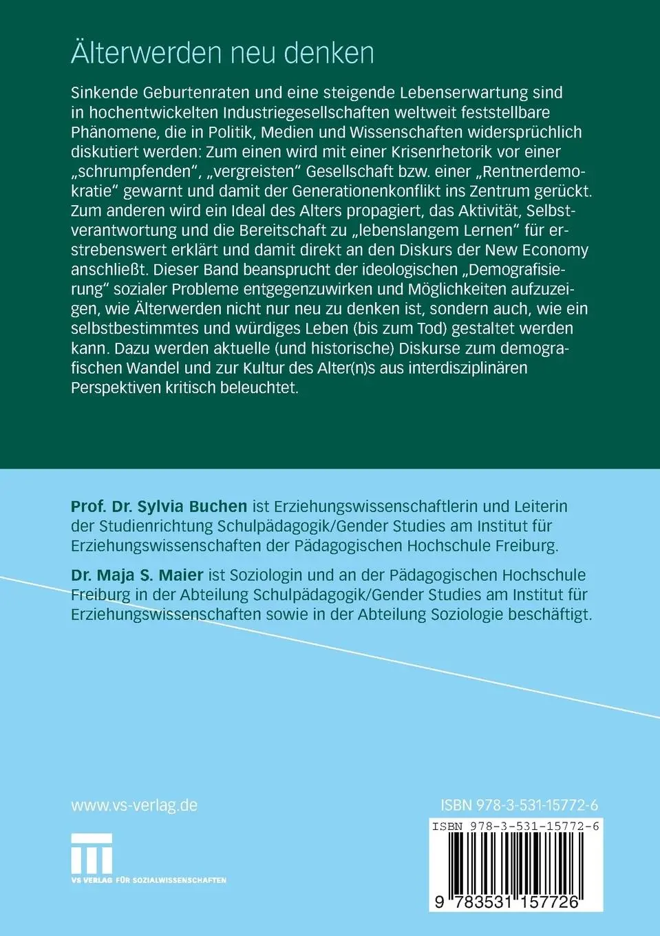 Rückseite: 9783531157726 | Älterwerden neu denken | Maja S. Maier (u. a.) | Taschenbuch | 292 S.