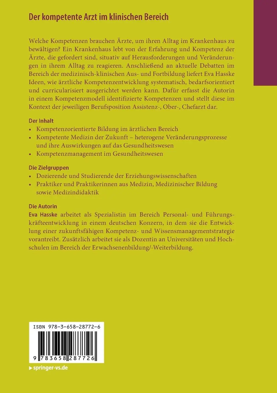 Rückseite: 9783658287726 | Der kompetente Arzt im klinischen Bereich | Eva Hasske | Taschenbuch