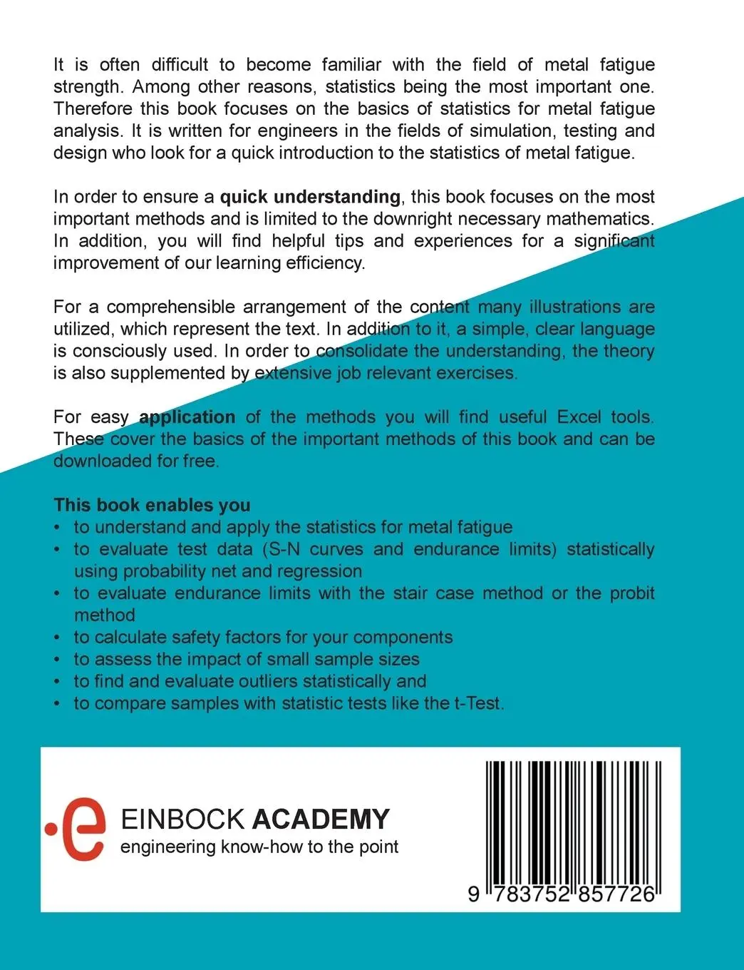 Rückseite: 9783752857726 | Statistics of Metal Fatigue in Engineering: Planning and Analysis...