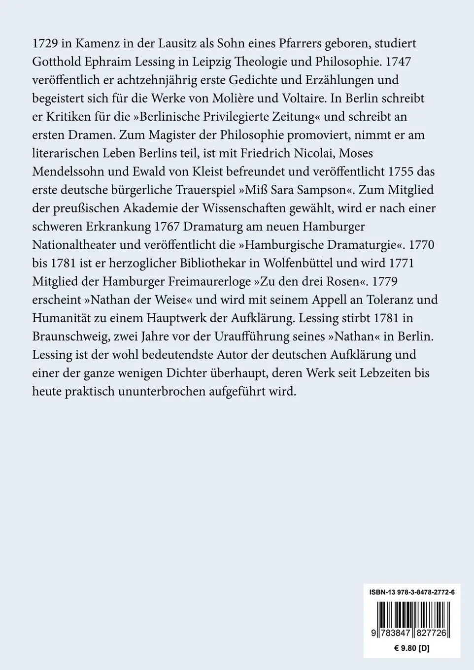 Rückseite: 9783847827726 | Emilia Galotti (Großdruck) | Ein Trauerspiel in fünf Aufzügen | Buch