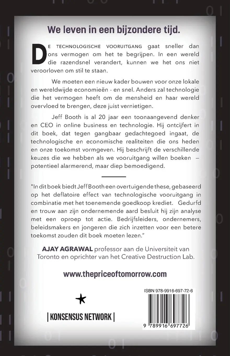 Rückseite: 9789916697726 | De Prijs van Morgen | Jeff Booth | Taschenbuch | Niederländisch | 2022
