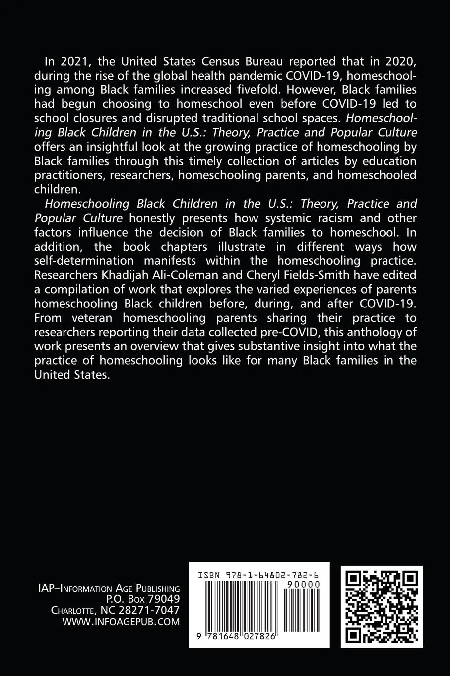 Rückseite: 9781648027826 | Homeschooling Black Children in the U.S. | Ali-Coleman (u. a.) | Buch