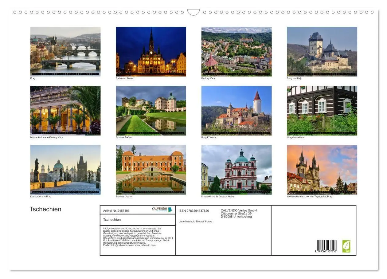Bild: 9783594137826 | Tschechien (Wandkalender 2027 DIN A2 quer), CALVENDO Monatskalender