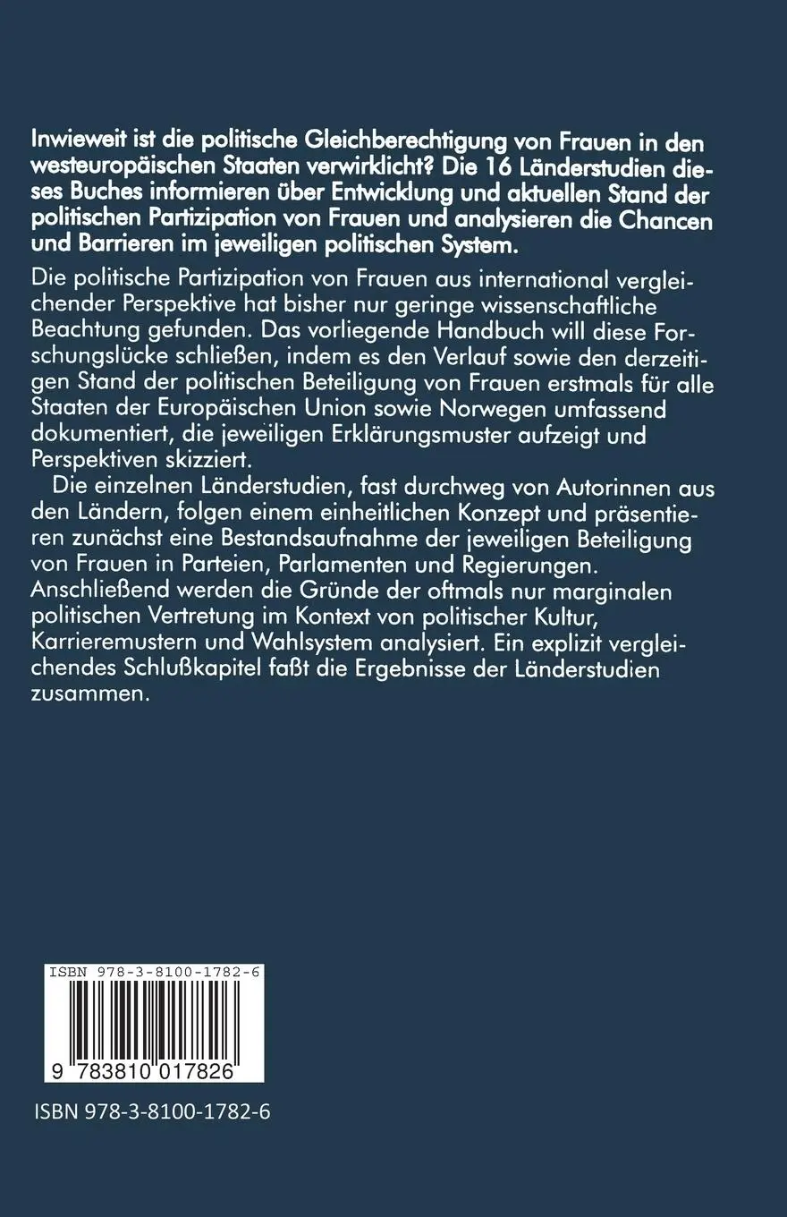 Rückseite: 9783810017826 | Handbuch Politische Partizipation von Frauen in Europa | Beate Hoecker
