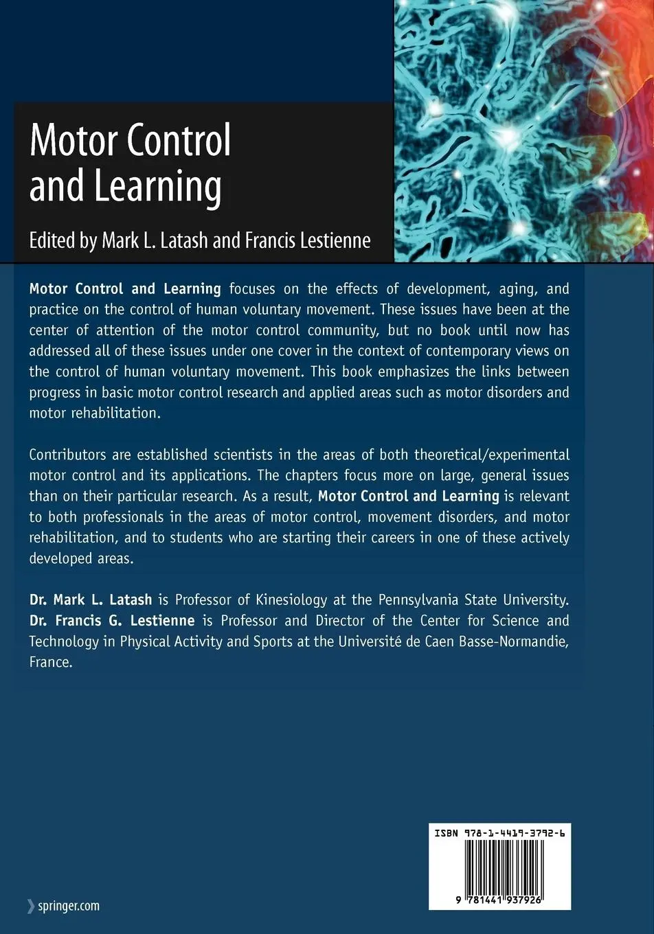 Rückseite: 9781441937926 | Motor Control and Learning | Francis Lestienne (u. a.) | Taschenbuch
