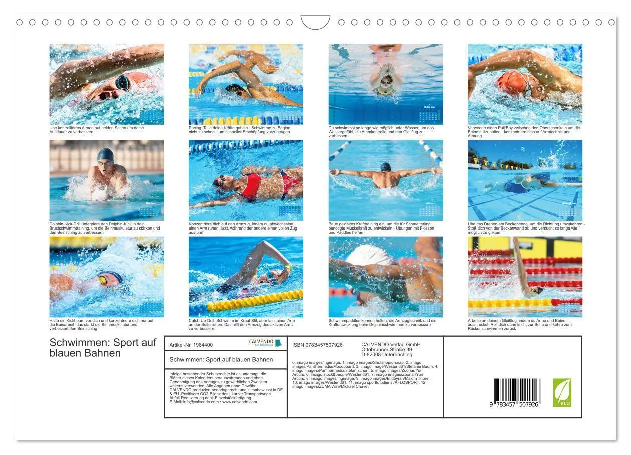 Bild: 9783457507926 | Schwimmen: Sport auf blauen Bahnen (Wandkalender 2026 DIN A3 quer),...