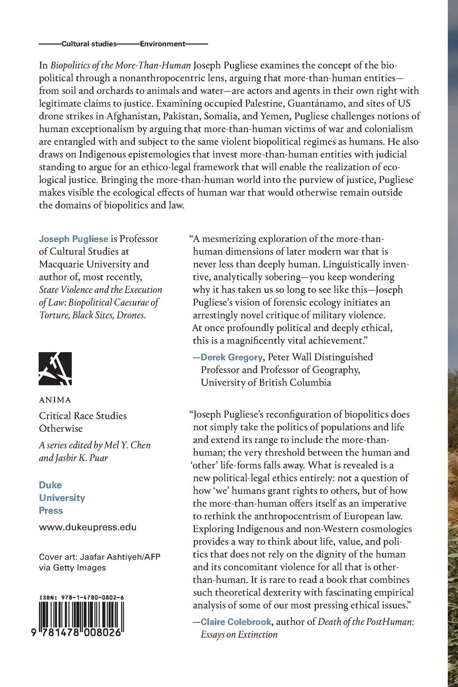 Rückseite: 9781478008026 | Biopolitics of the More-Than-Human | Forensic Ecologies of Violence