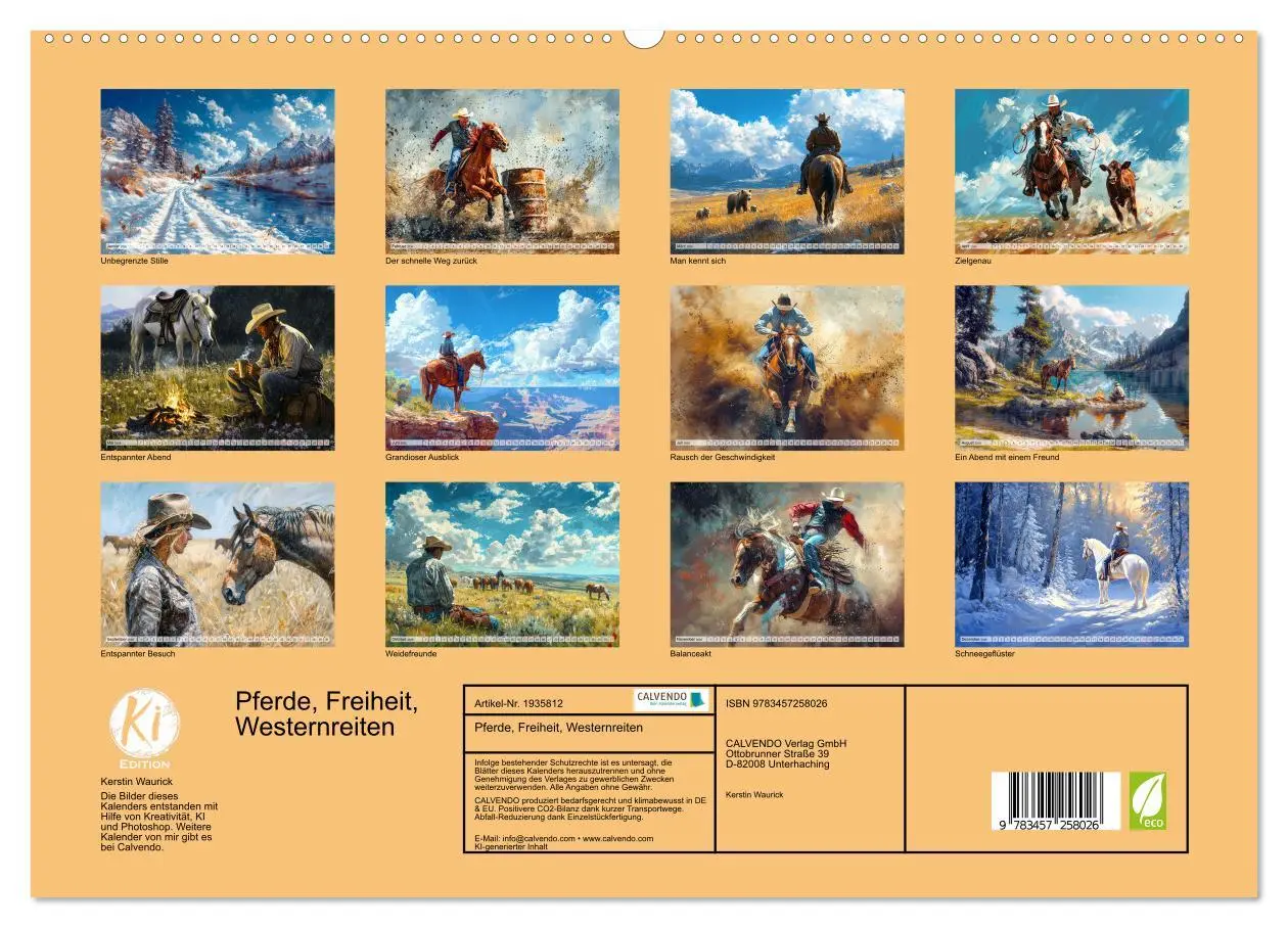 Bild: 9783457258026 | Pferde, Freiheit, Westernreiten (hochwertiger Premium Wandkalender...