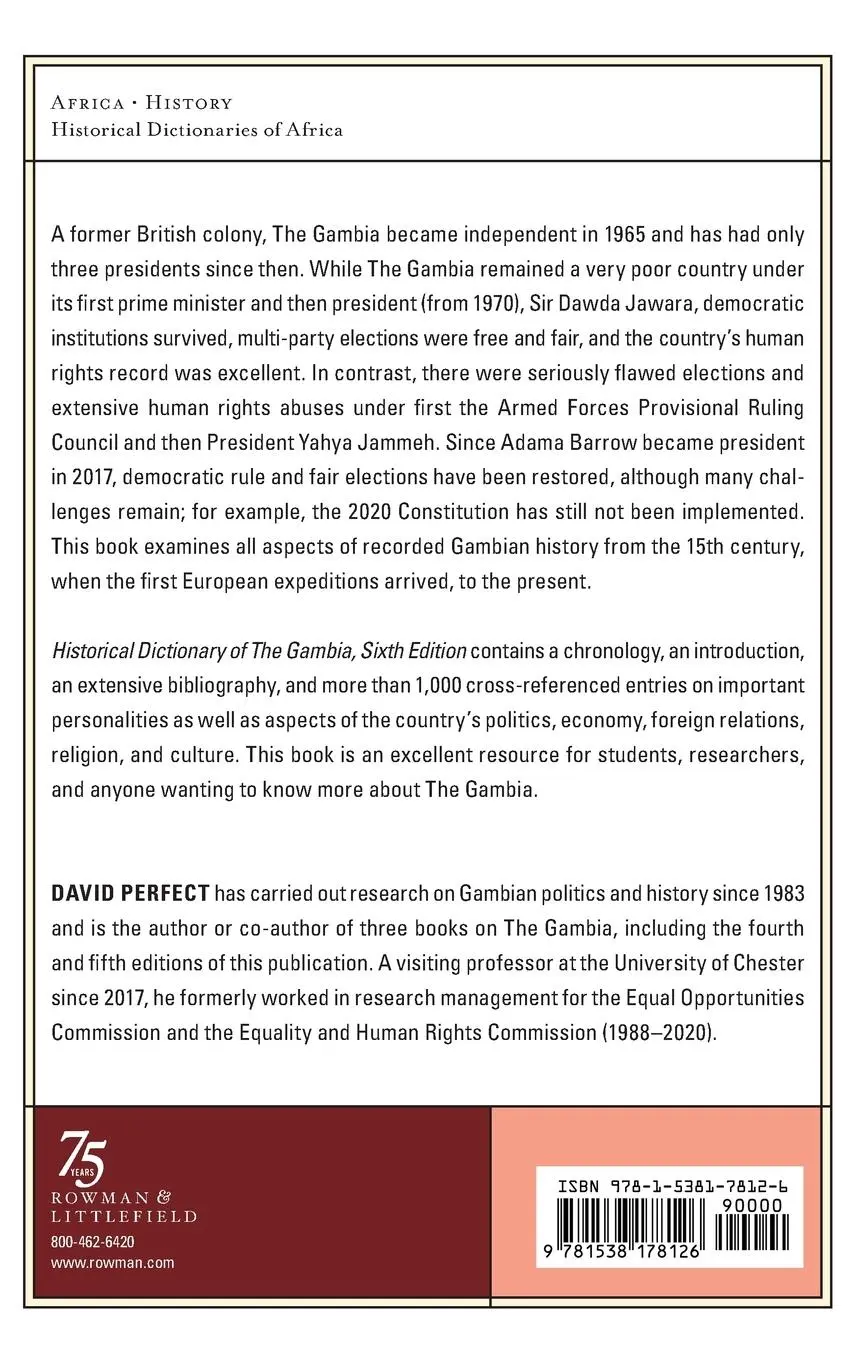 Rückseite: 9781538178126 | Historical Dictionary of The Gambia | David Perfect | Buch | Englisch