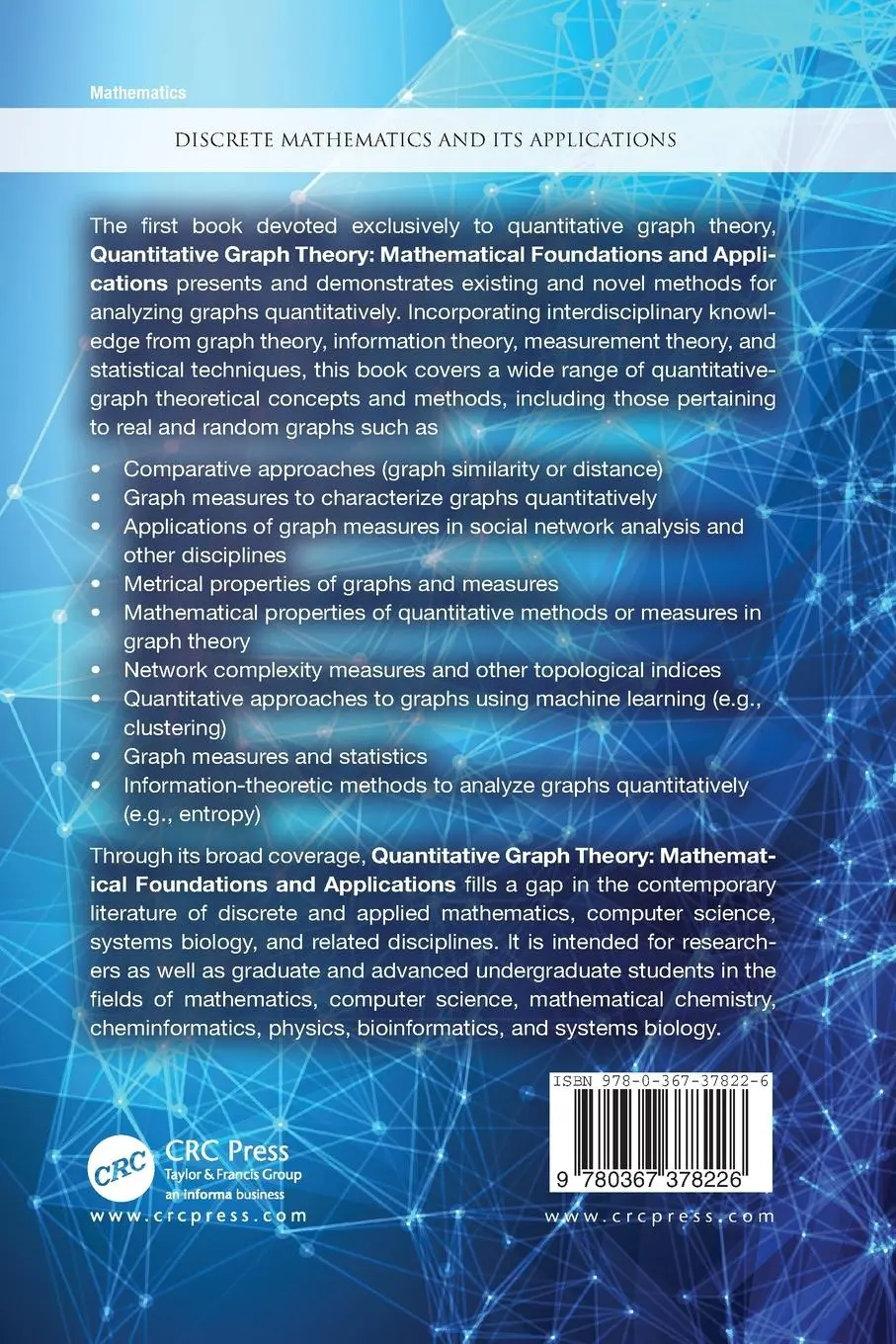 Rückseite: 9780367378226 | Quantitative Graph Theory | Mathematical Foundations and Applications
