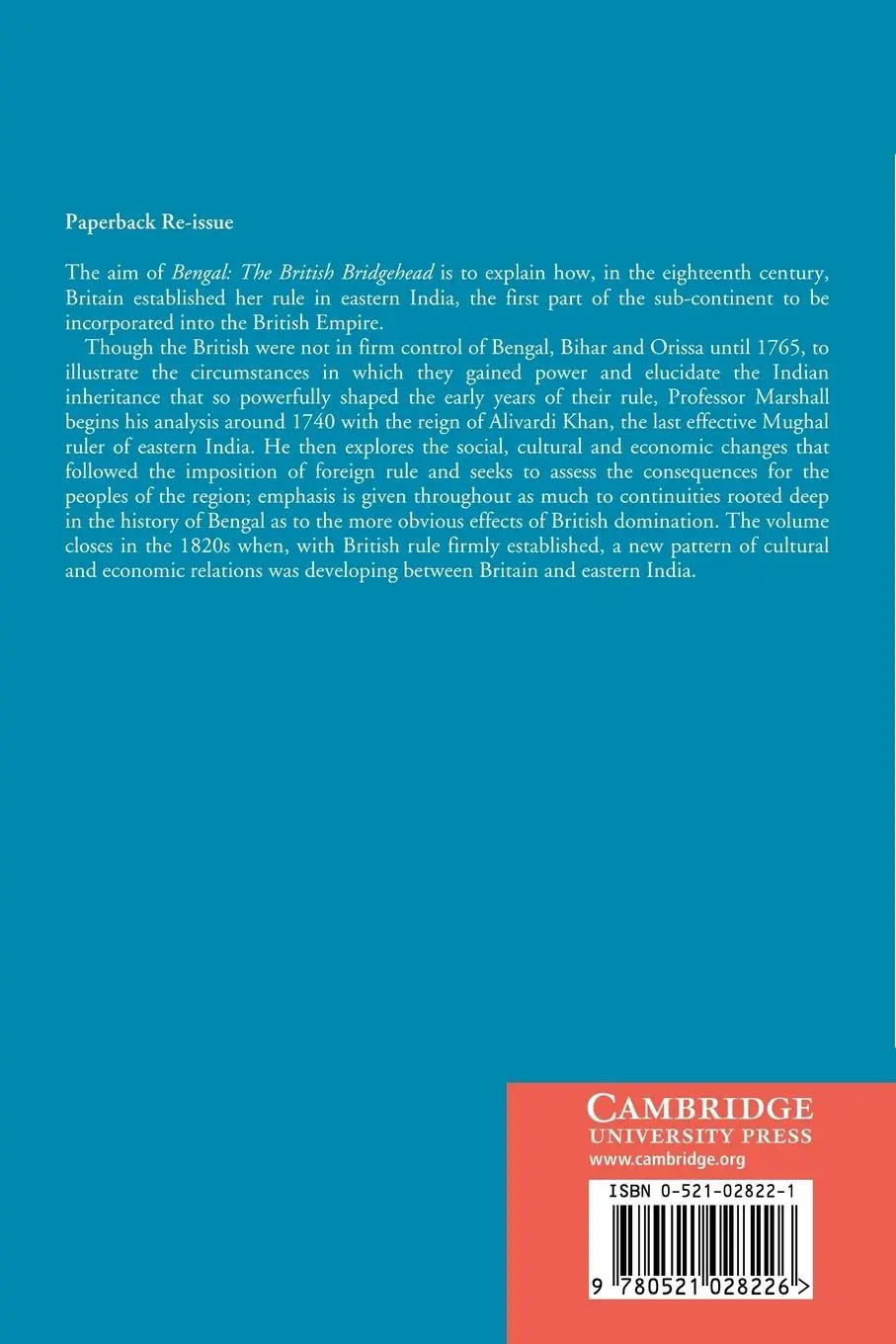 Rückseite: 9780521028226 | Bengal | The British Bridgehead: Eastern India 1740 1828 | Taschenbuch
