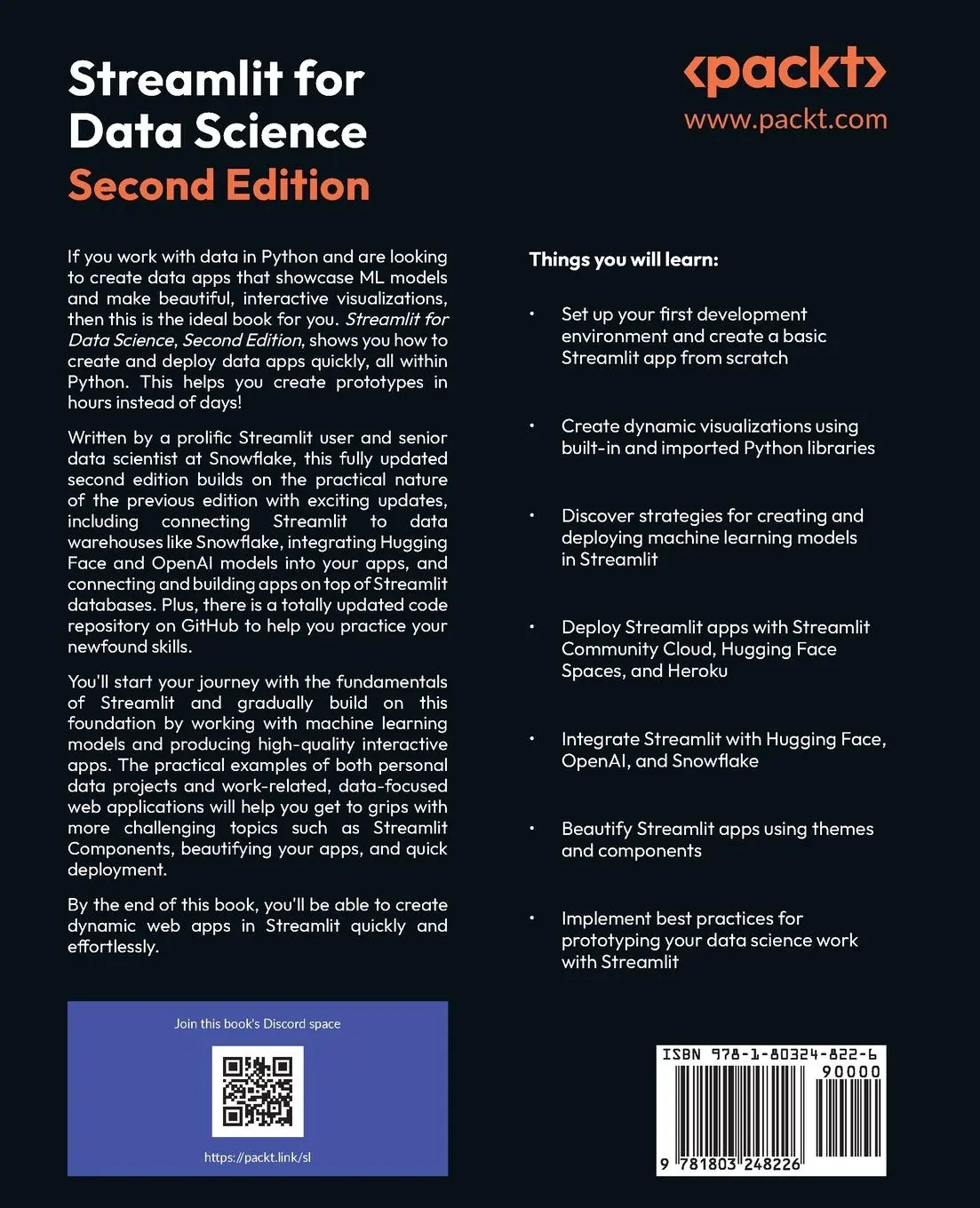 Rückseite: 9781803248226 | Streamlit for Data Science - Second Edition | Tyler Richards | Buch