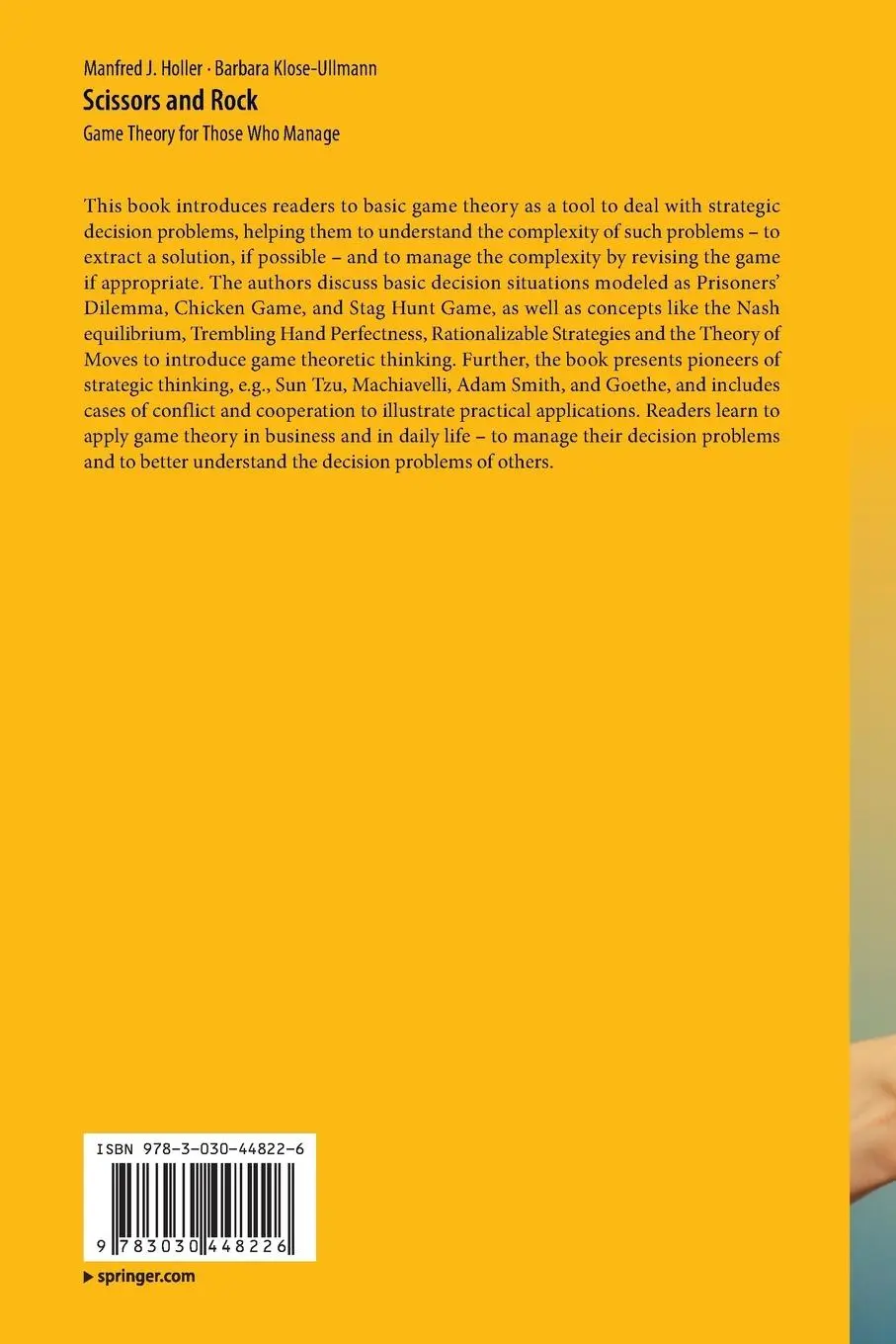 Rückseite: 9783030448226 | Scissors and Rock | Game Theory for Those Who Manage | Taschenbuch