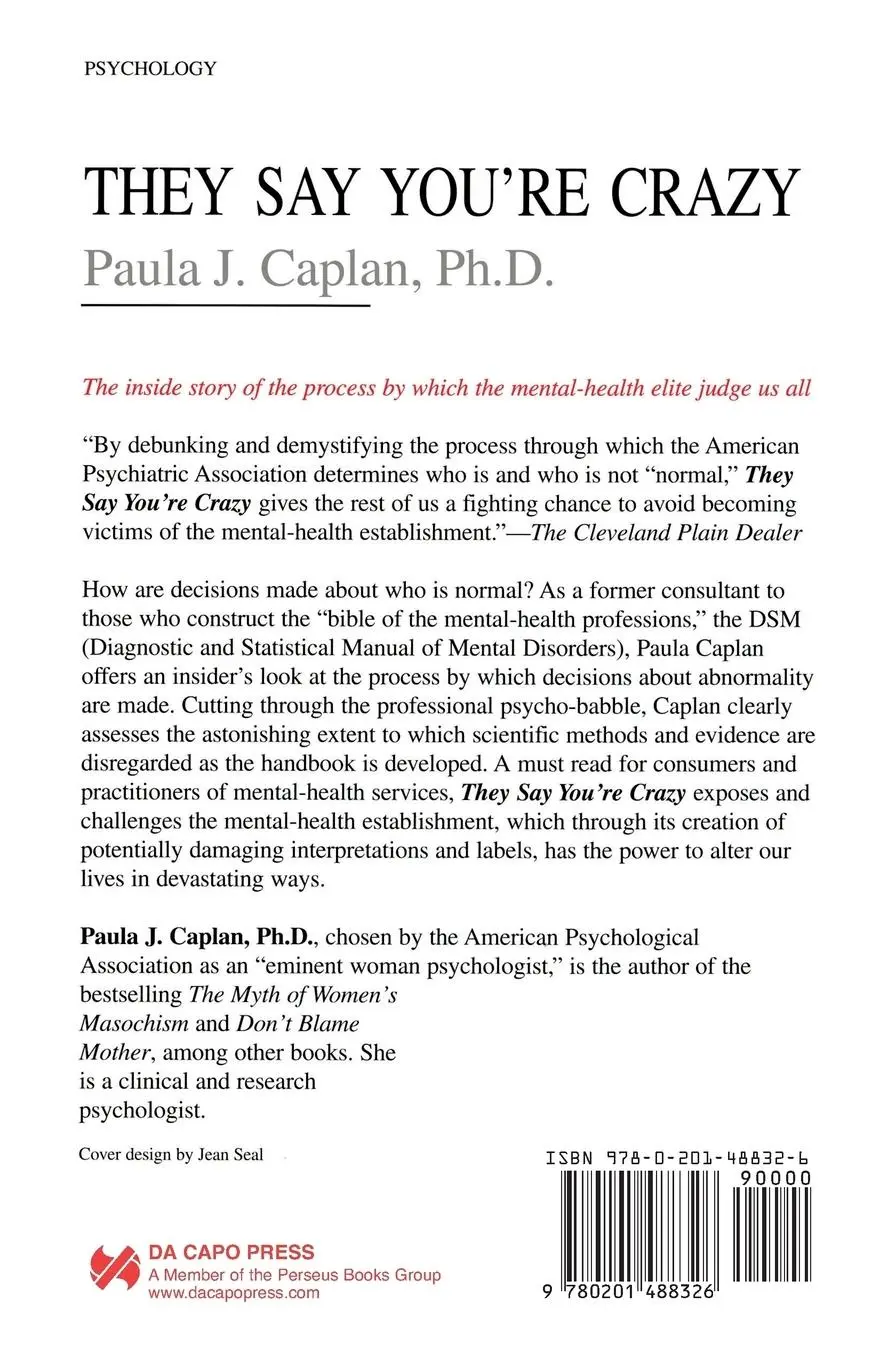Rückseite: 9780201488326 | They Say You're Crazy | Paula J Caplan | Taschenbuch | Englisch | 1996