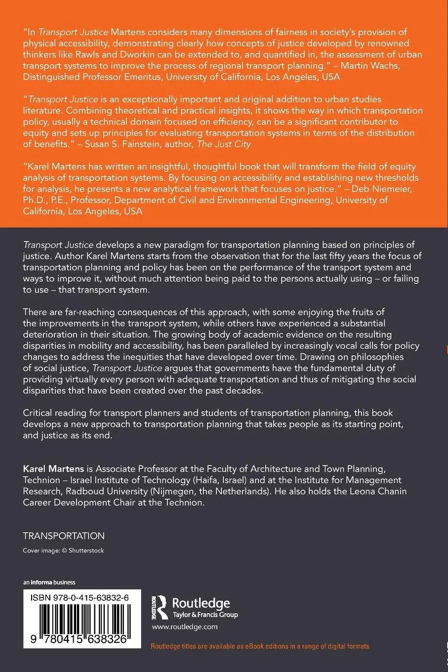 Rückseite: 9780415638326 | Transport Justice | Designing fair transportation systems | Martens