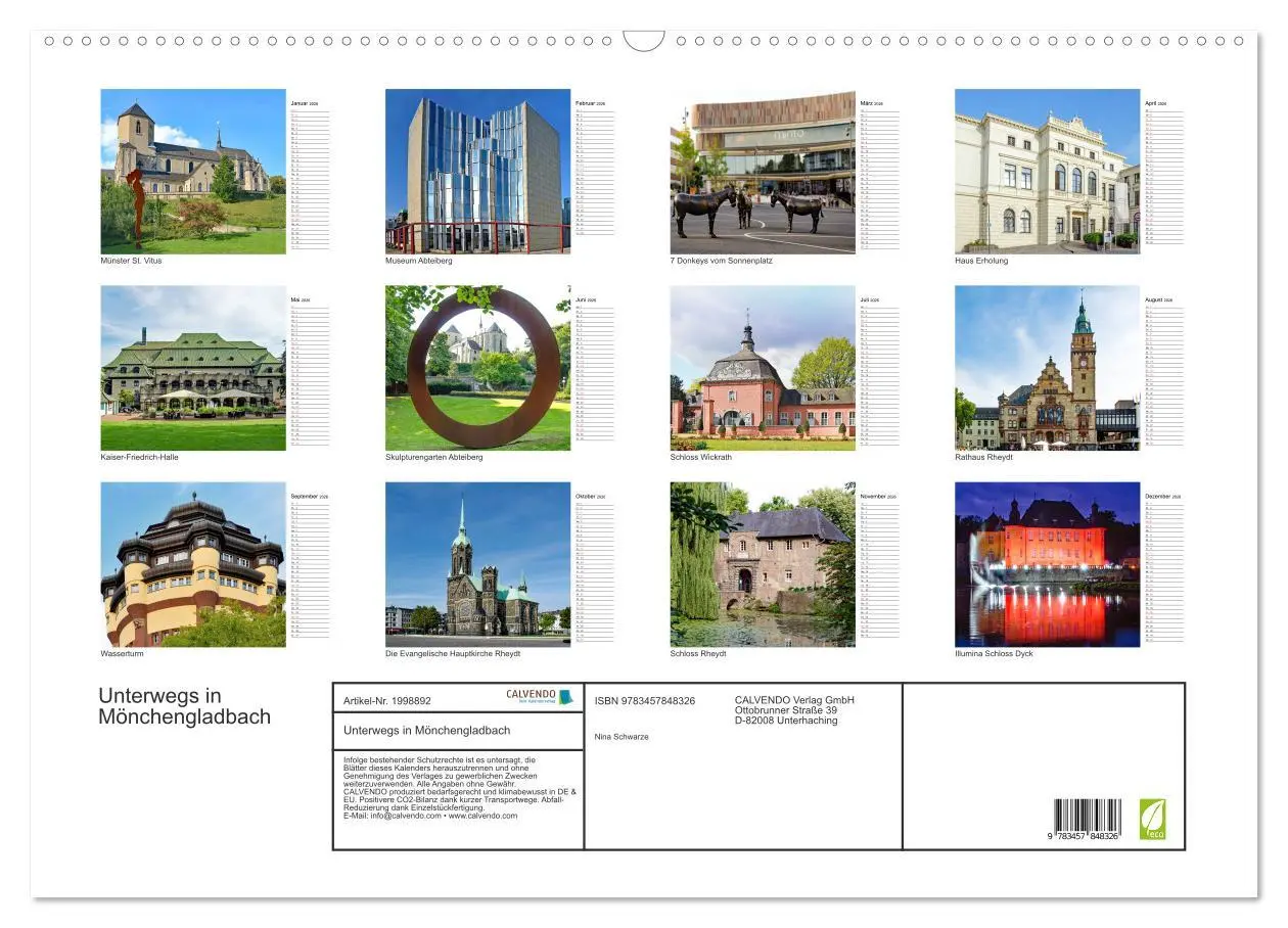 Bild: 9783457848326 | Unterwegs in Mönchengladbach (Wandkalender 2026 DIN A2 quer),...