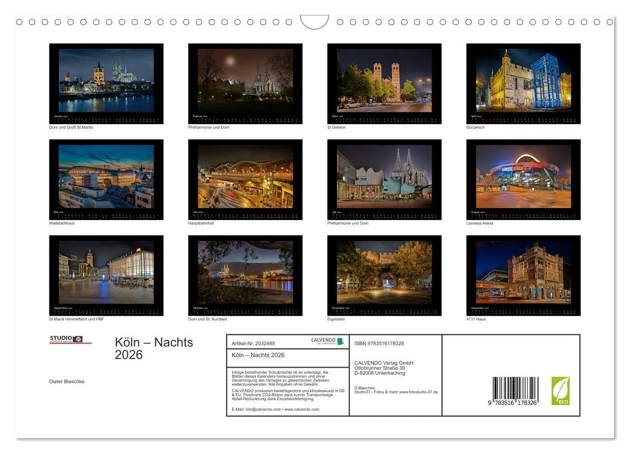 Bild: 9783516178326 | Köln - Nachts 2026 (Wandkalender 2026 DIN A3 quer), CALVENDO...