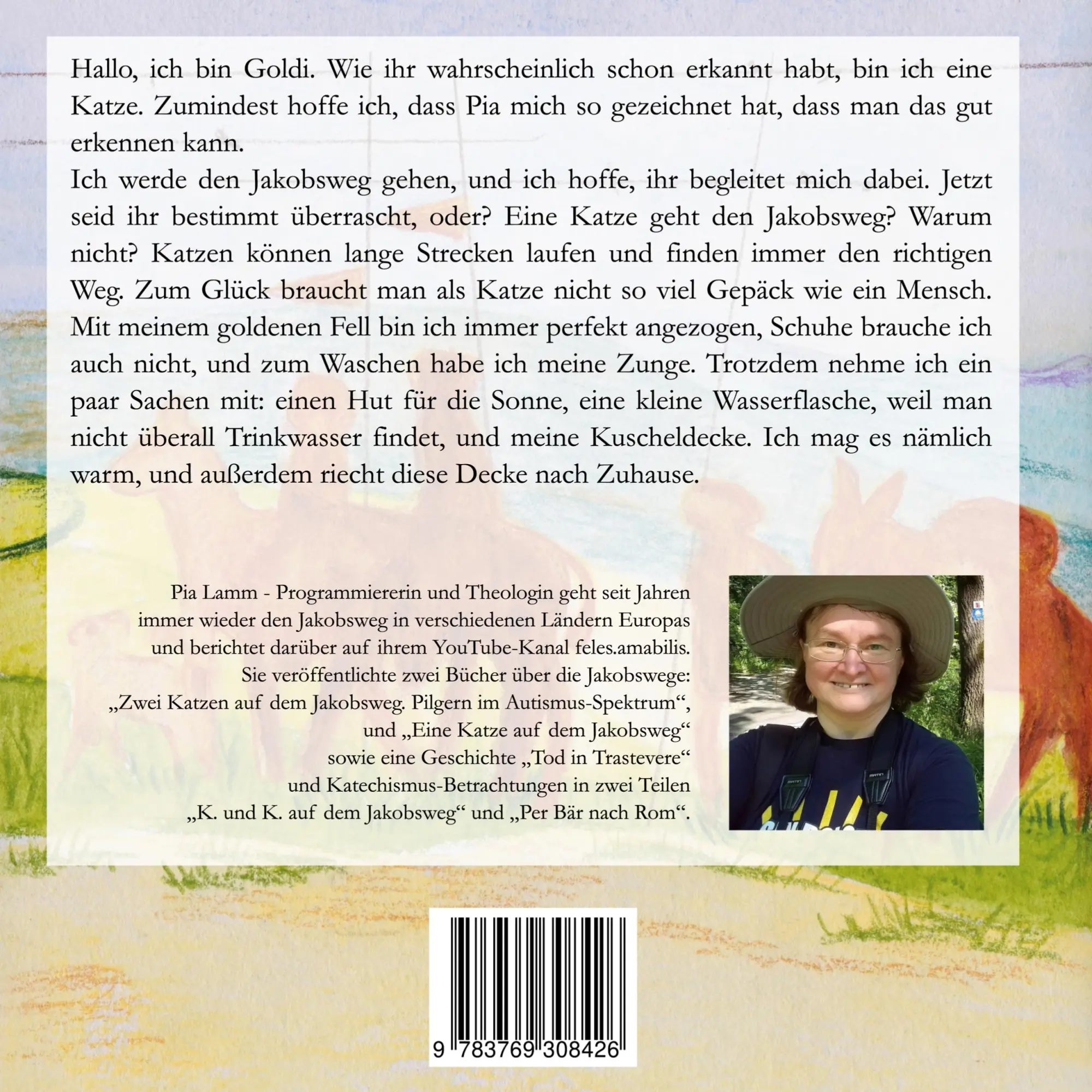 Rückseite: 9783769308426 | Goldi geht den Jakobsweg | Eine Katze und ihr Camino | Pia Lamm | Buch