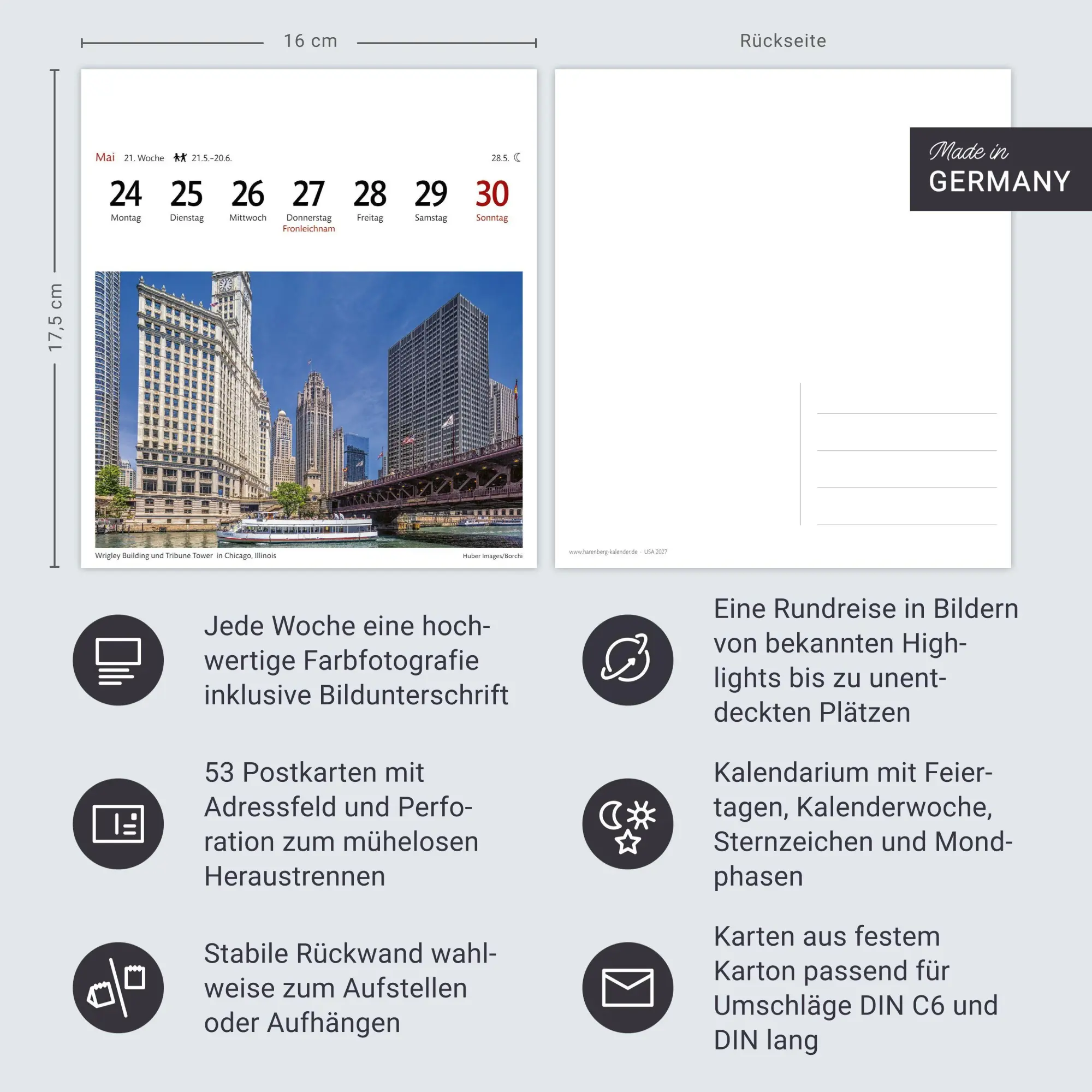 Bild: 9783840038426 | USA Sehnsuchtskalender 2027 - Wochenkalender mit 53 Postkarten | 54 S.