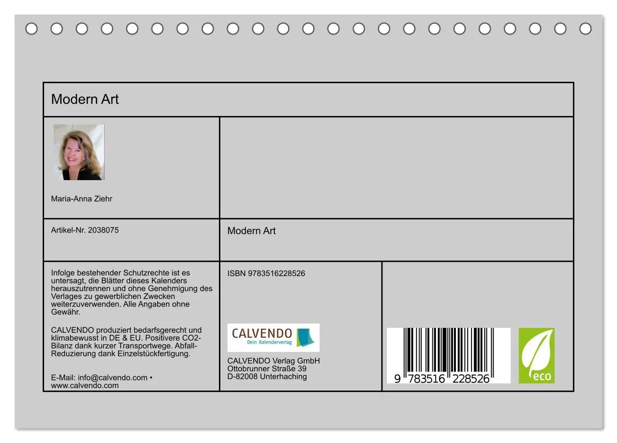 Bild: 9783516228526 | Modern Art (Tischkalender 2026 DIN A5 quer), CALVENDO Monatskalender