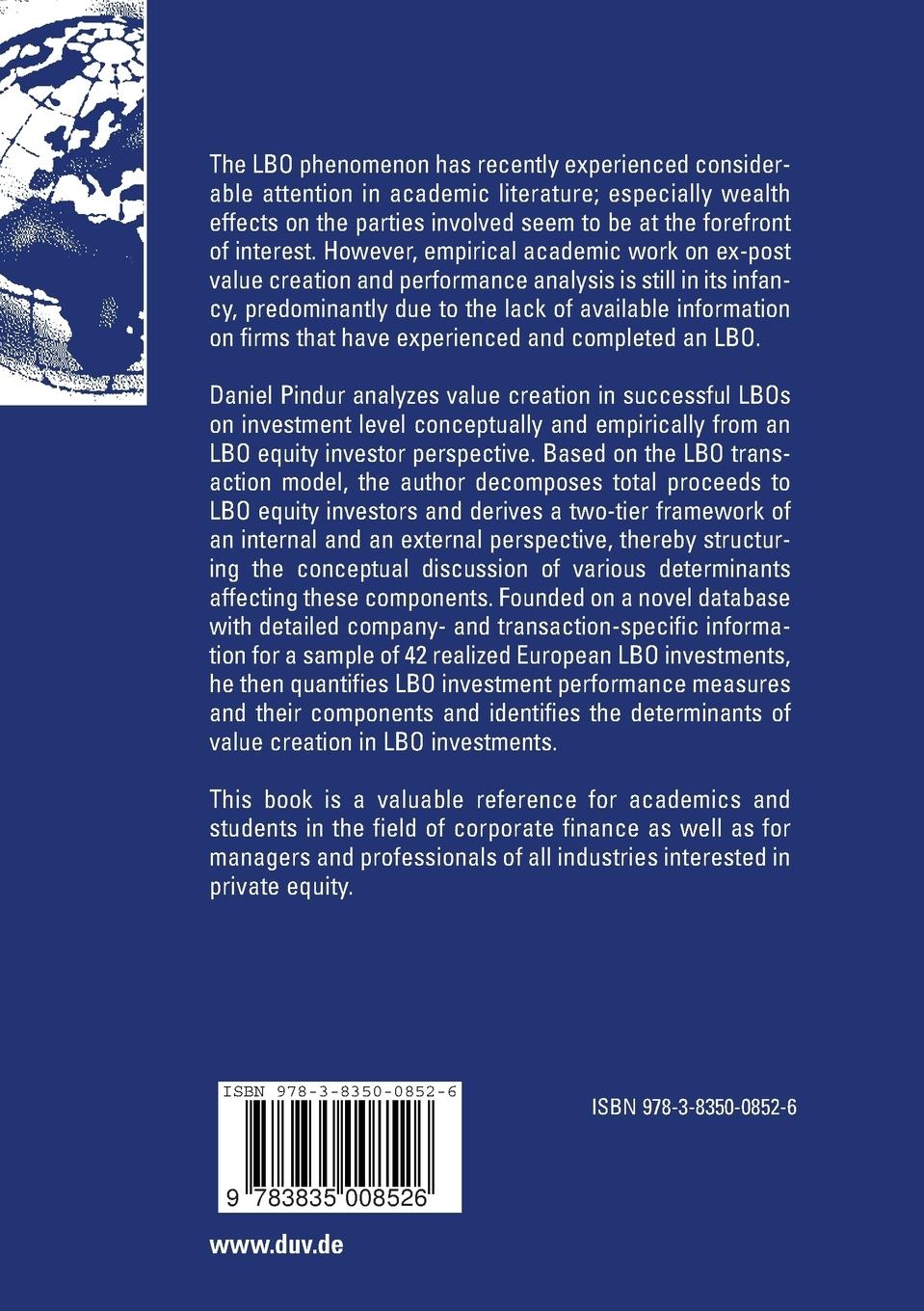 Rückseite: 9783835008526 | Value Creation in Successful LBOs | Daniel Pindur | Taschenbuch | 2007