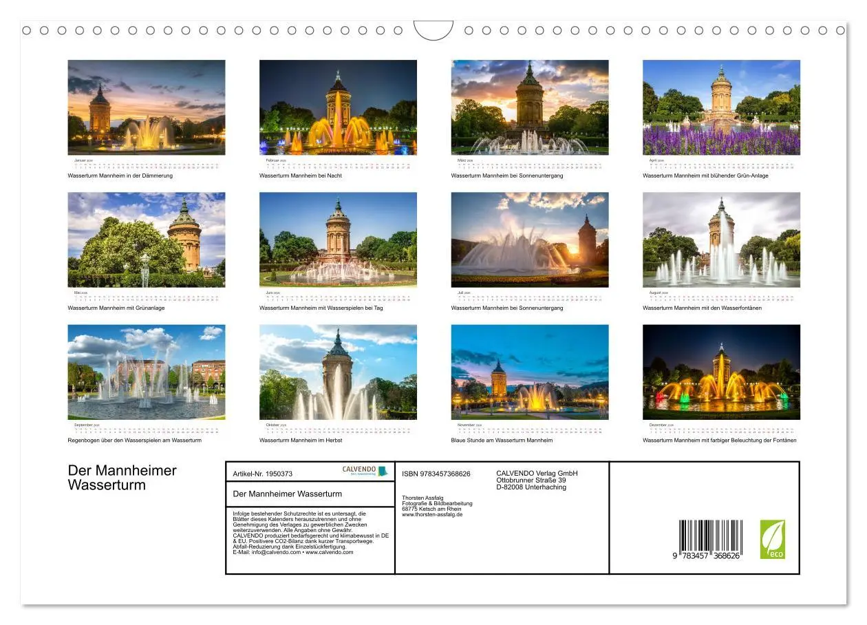 Bild: 9783457368626 | Der Mannheimer Wasserturm (Wandkalender 2026 DIN A3 quer), CALVENDO...