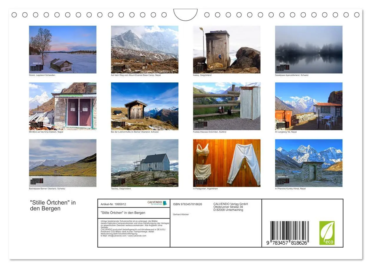 Bild: 9783457818626 | "Stille Örtchen" in den Bergen (Wandkalender 2026 DIN A4 quer),...