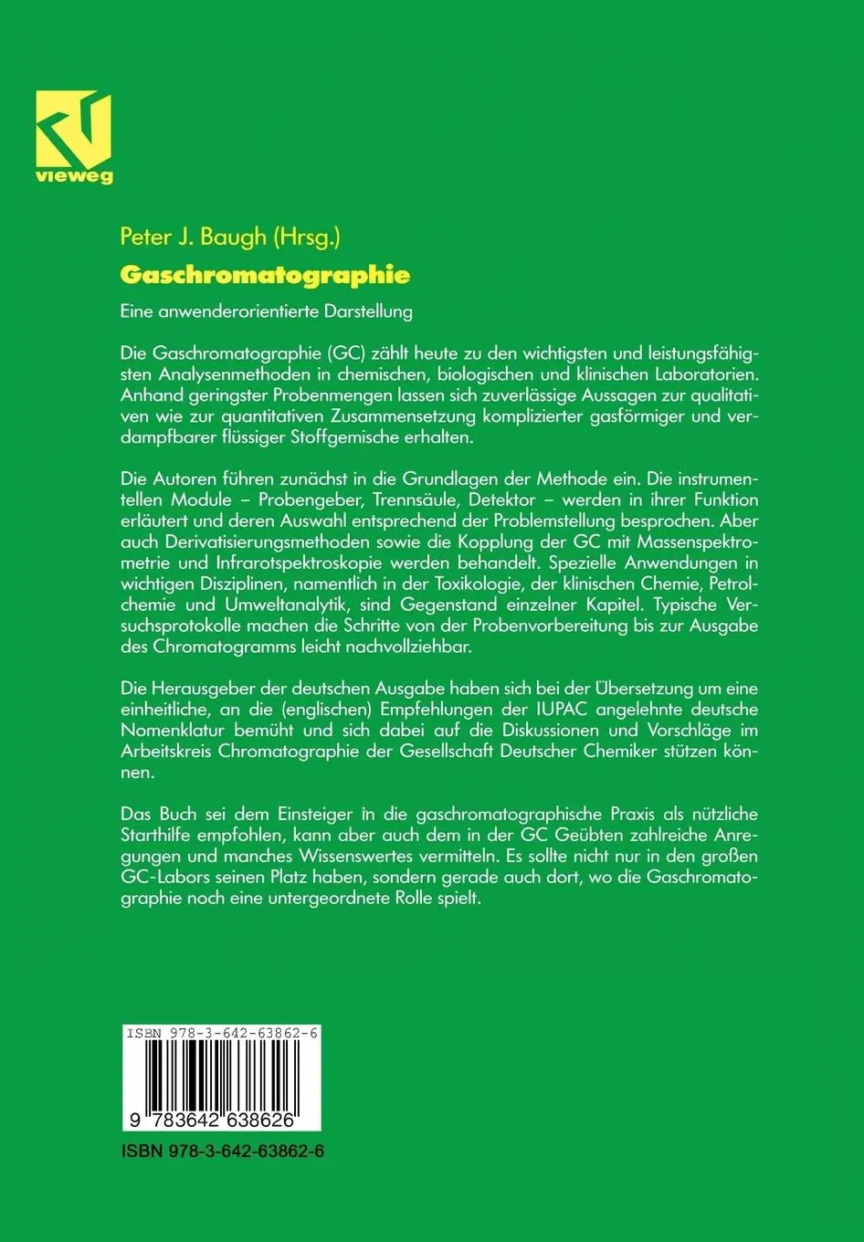 Rückseite: 9783642638626 | Gaschromatographie | Eine anwenderorientierte Darstellung | Baugh