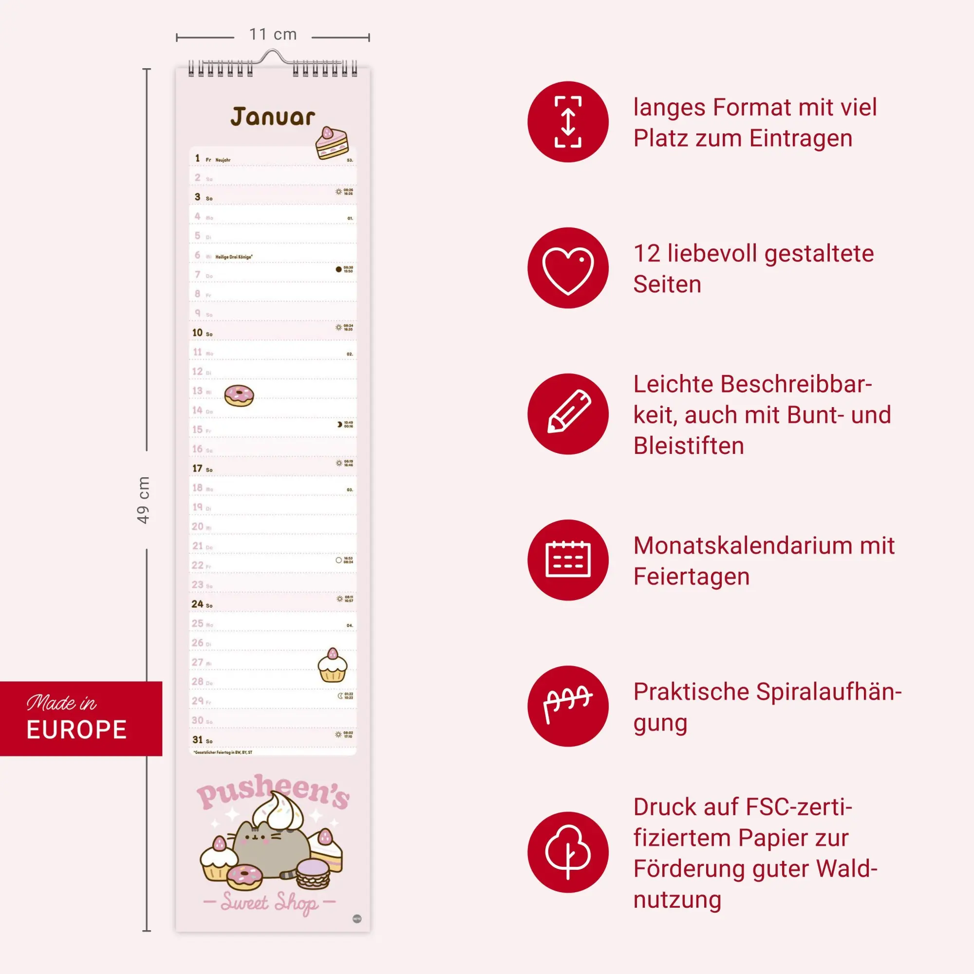 Bild: 9783756418626 | Pusheen Langplaner 2027 | Kalender | 13 S. | Deutsch | 2027 | Heye