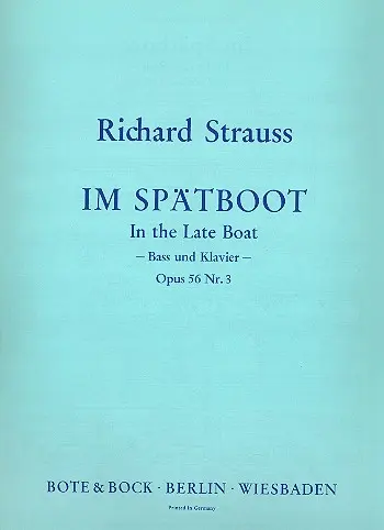 Cover: 9790202508626 | Six Songs op. 56 | No. 3 In the Late Boat | Richard Strauss | Buch