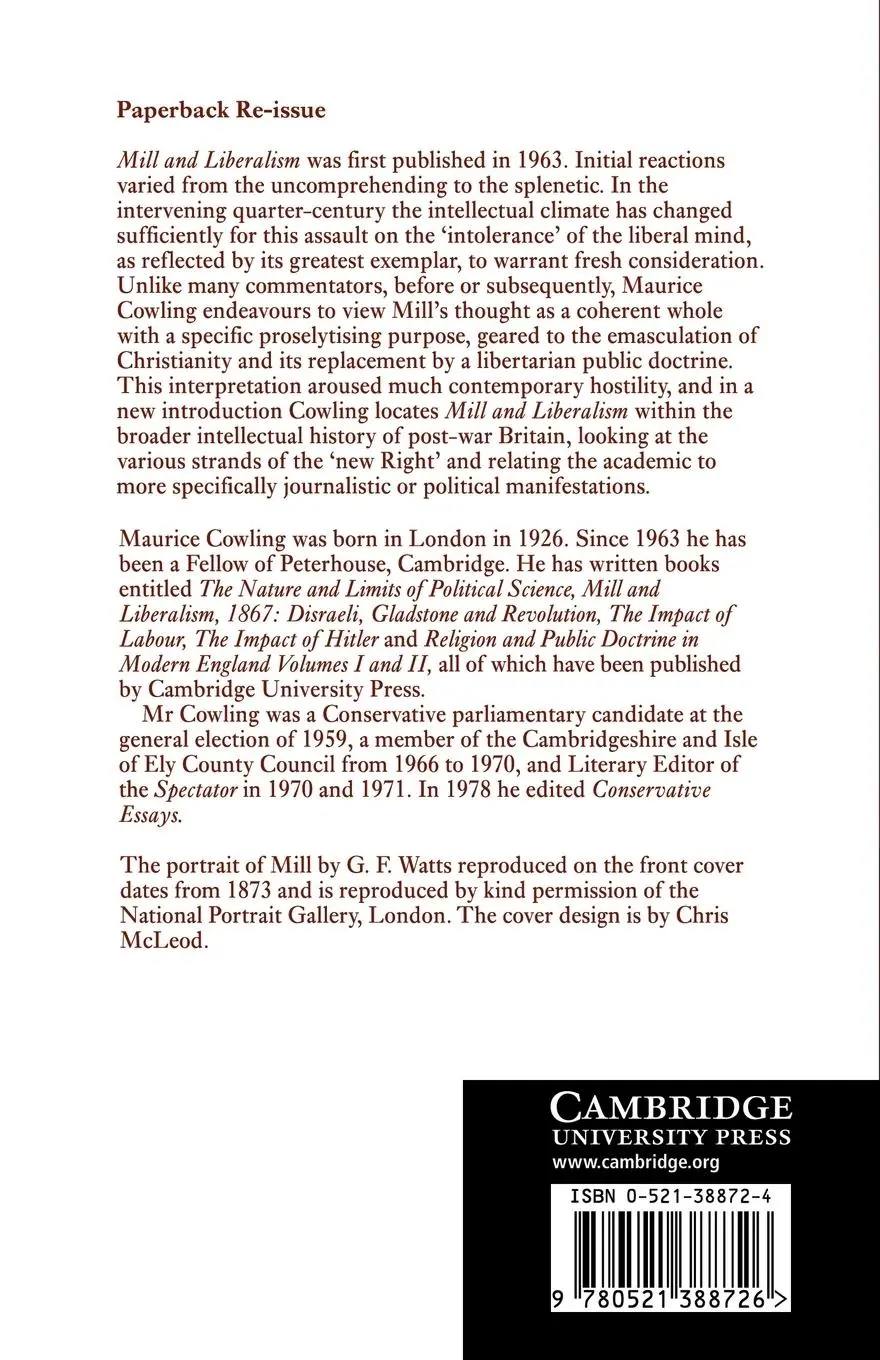 Rückseite: 9780521388726 | Mill and Liberalism | Maurice Cowling | Taschenbuch | Englisch | 2005